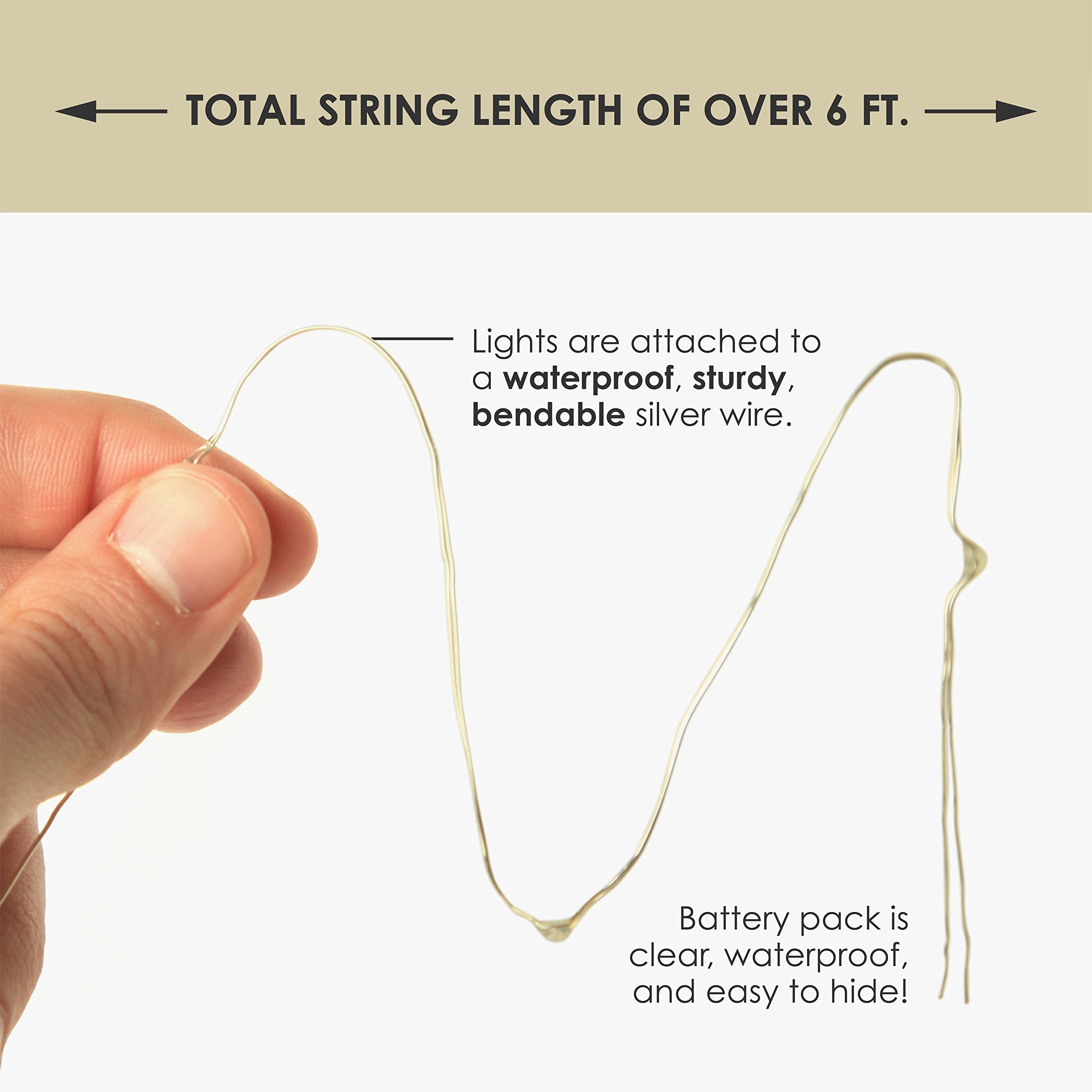 Rtgs 2 Sets 20 Leds Blue Color String Lights Silver Wire Indoor And Outdoor 6.5 Feet Firefly Starry Fairy Lights Battery Powered