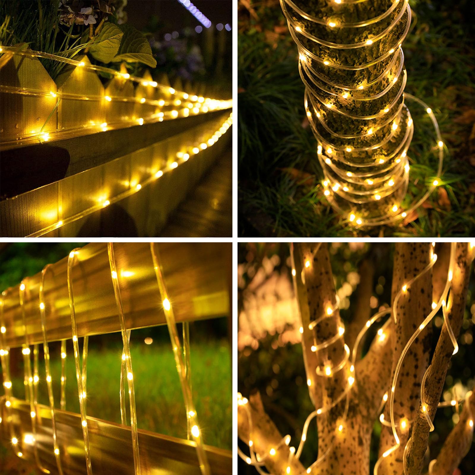 Solar Rope Lights Outdoor Waterproof, 39Ft 100Led Outdoor String Lights Clear Pvc Tube Fairy Lights, 8 Modes Trampoline Lights F