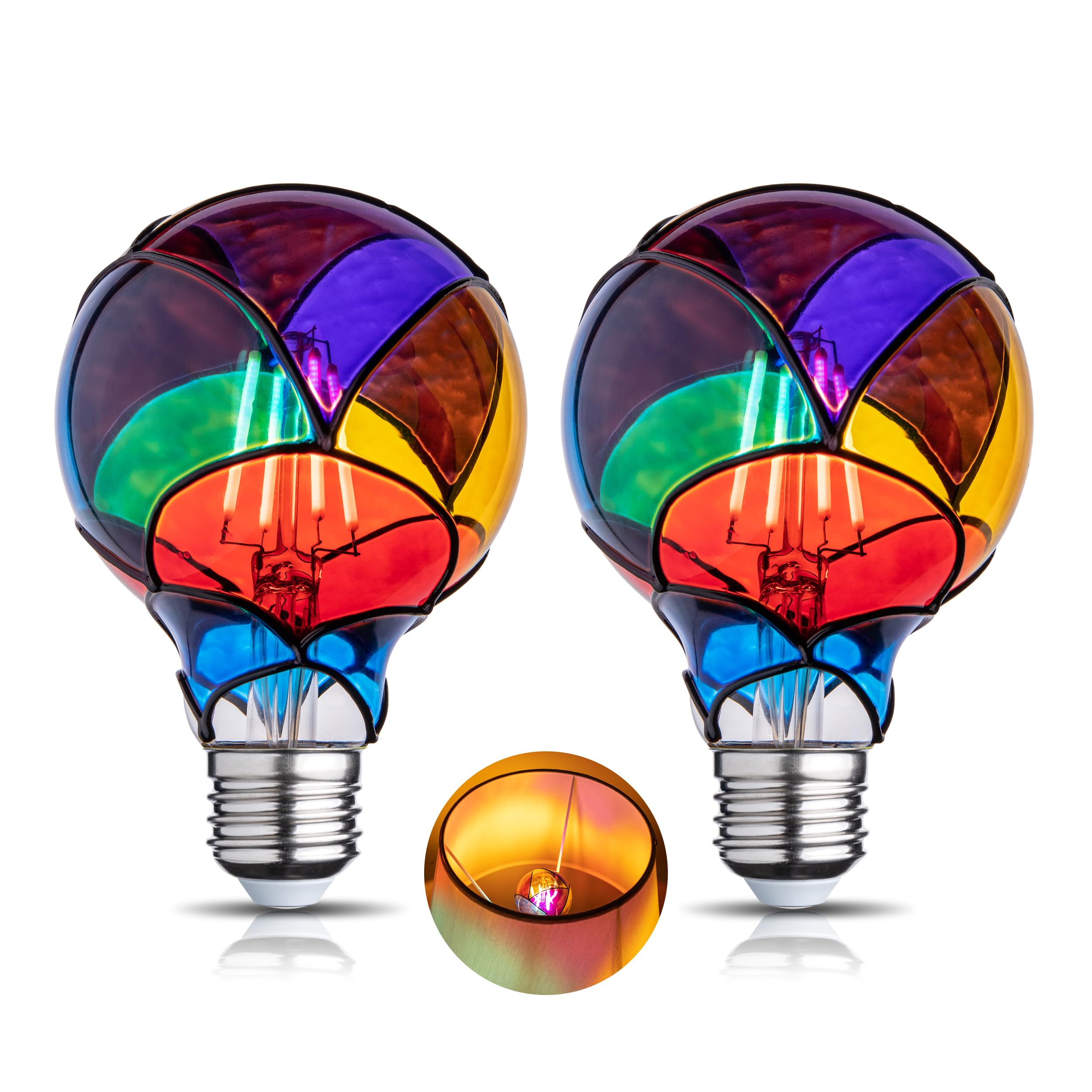 CybaaLuxzus Stained Glass Light Bulb  Rainbow Discomfortted  4W 120V  Multi Colored Indoor  Fun Romantic  Unique Decorative
