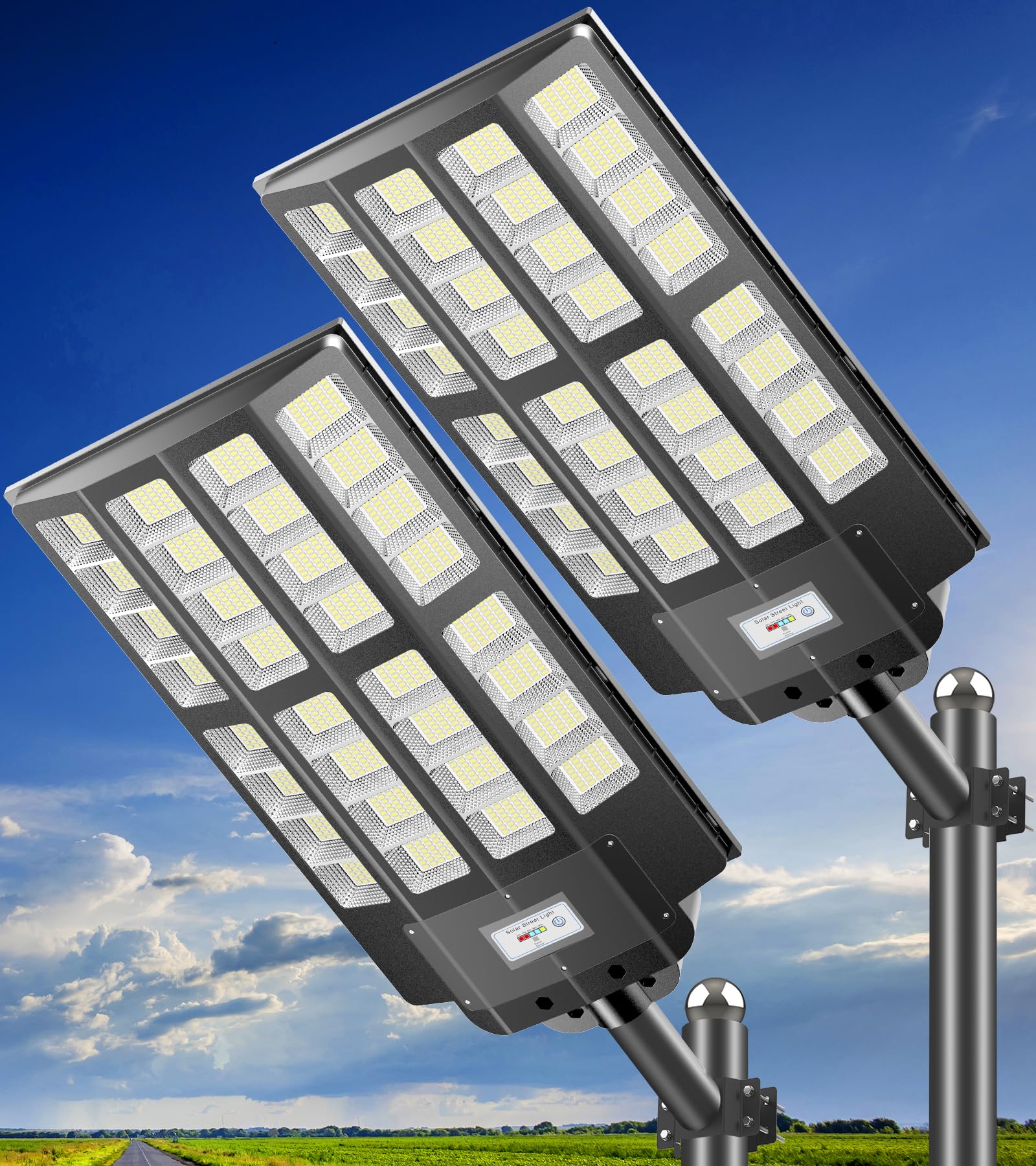 JOYEYE 7000W Solar Street Lights Outdoor: Commercial Solar Parking Lot Lights with Motion Sensor and Remote Control, IP66 Waterp
