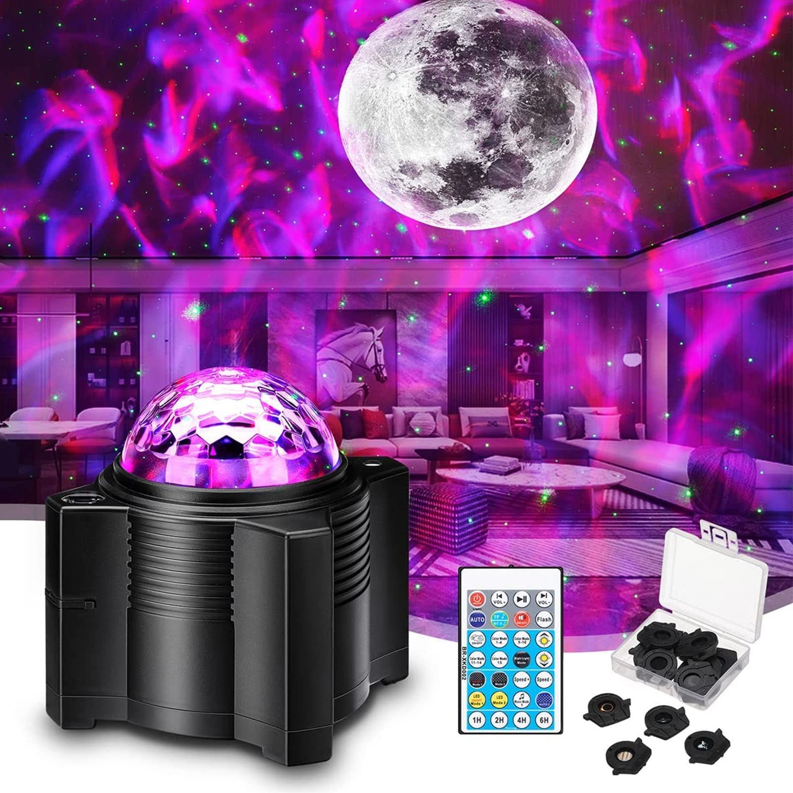 WANRAYW Star Projector, 15 in 1 Galaxy Projector with Bluetooth Speaker, Remote Control, Black, Model WRL26