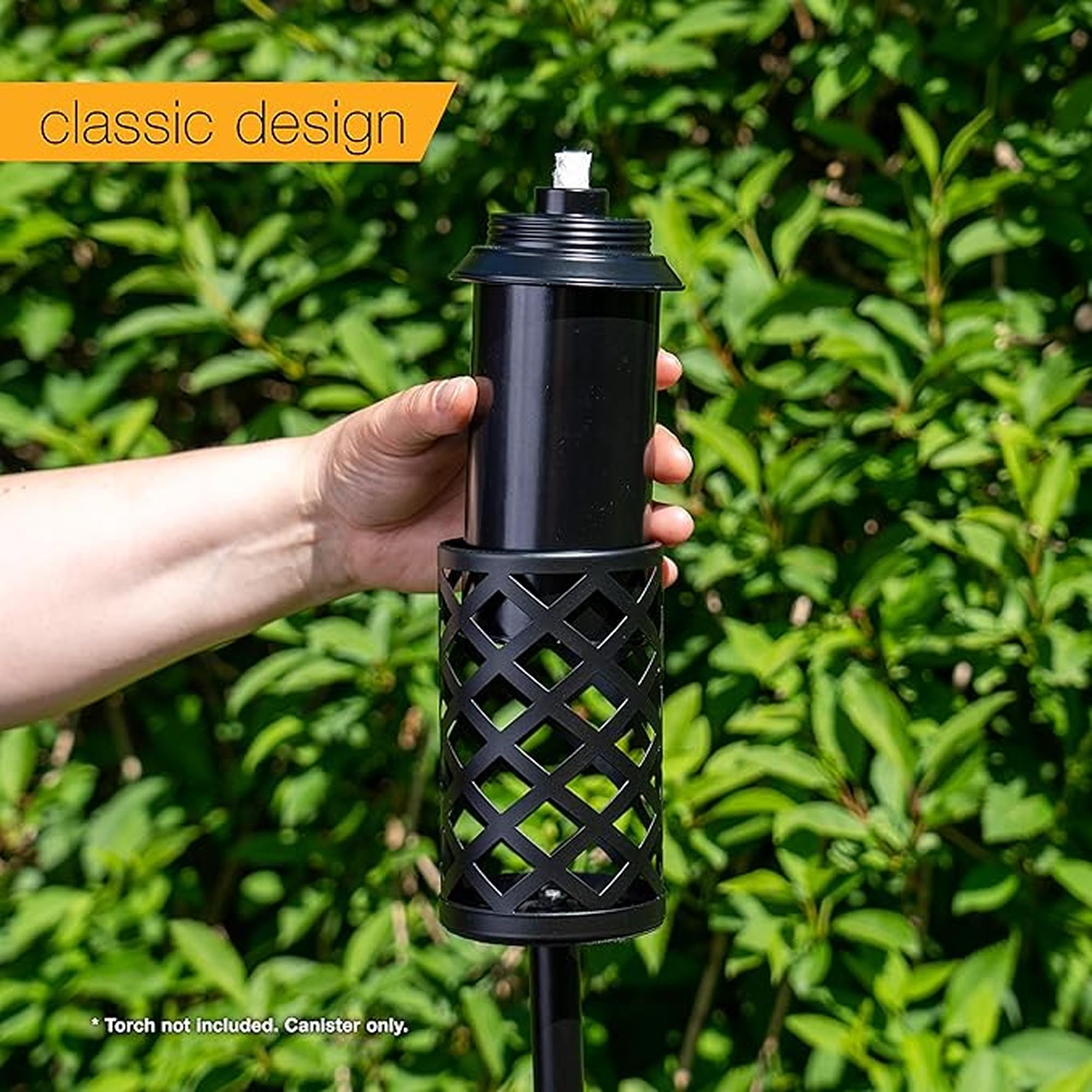 Backyadda Torch Replacement Canisters (16 oz). Compatible with Tiki Torches. Easy Fill Opening. 6-Pack Standard Metal (with Caps