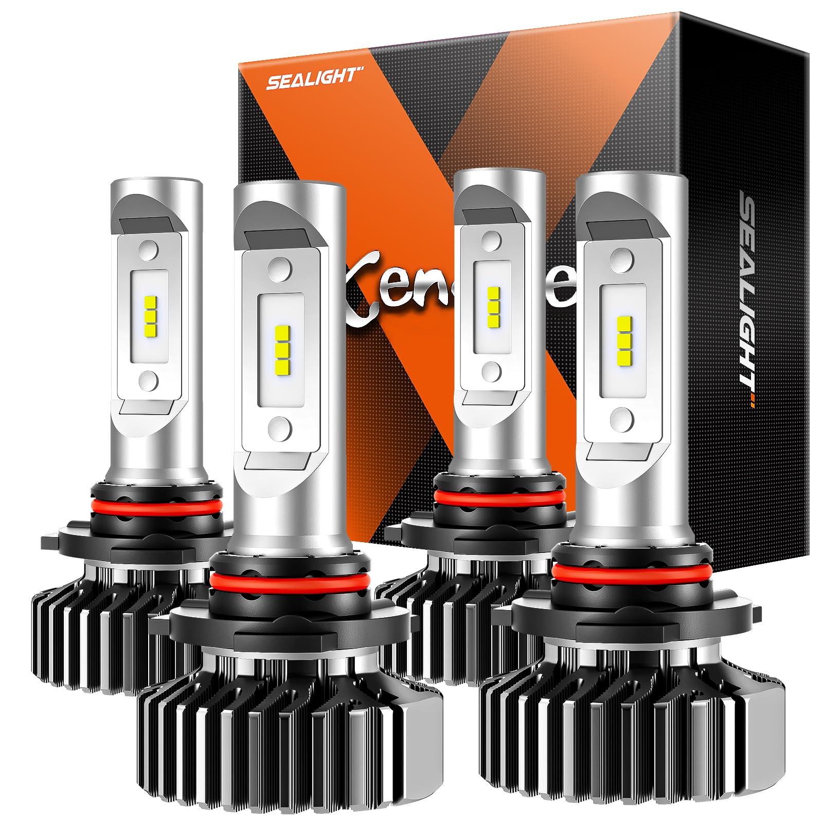SEALIGHT HB3/HB4 Fog Bulbs, Ultra-Bright Mini Size, 9005 9006, Aluminum, Cool White, Pack of 4