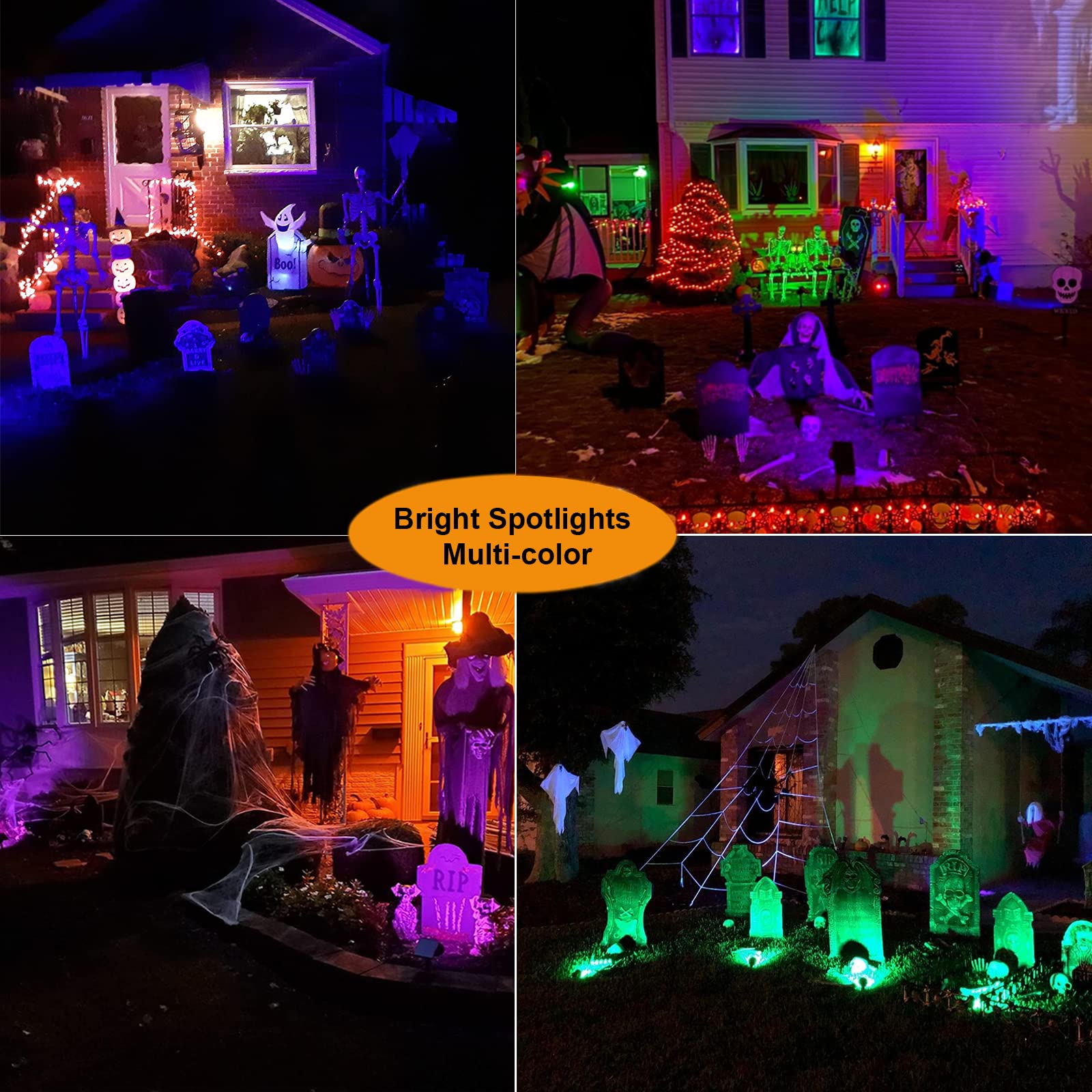 VOLISUN RGB Christmas Spotlights, 16 Multicolored Waterproof Lights, 2 Pack, IP65 for Outdoor Trees, Yard, House
