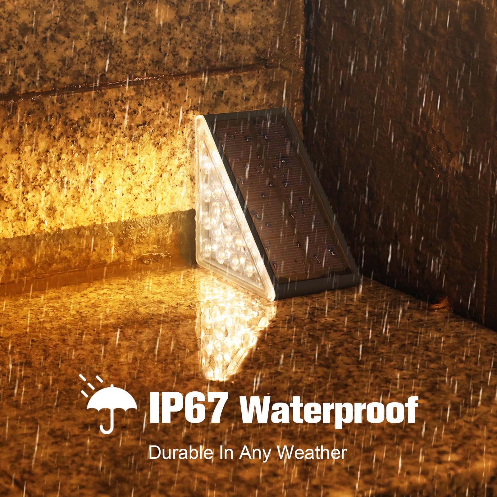 VOLISUN Solar Step Lights, 6 Pack Outdoor Waterproof LED Stair Lights, 80 Lumen Black Deck Light for Steps, Front Porch & Patio