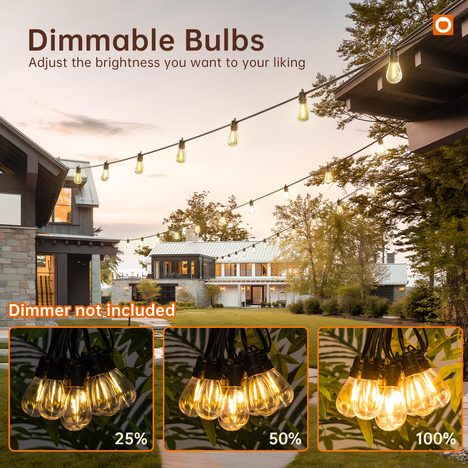 addlon 4-Pack E12 S14 LED Replacement Bulbs, 1W Shatterproof Waterproof Warm White, Black Plastic for Outdoor String Lights
