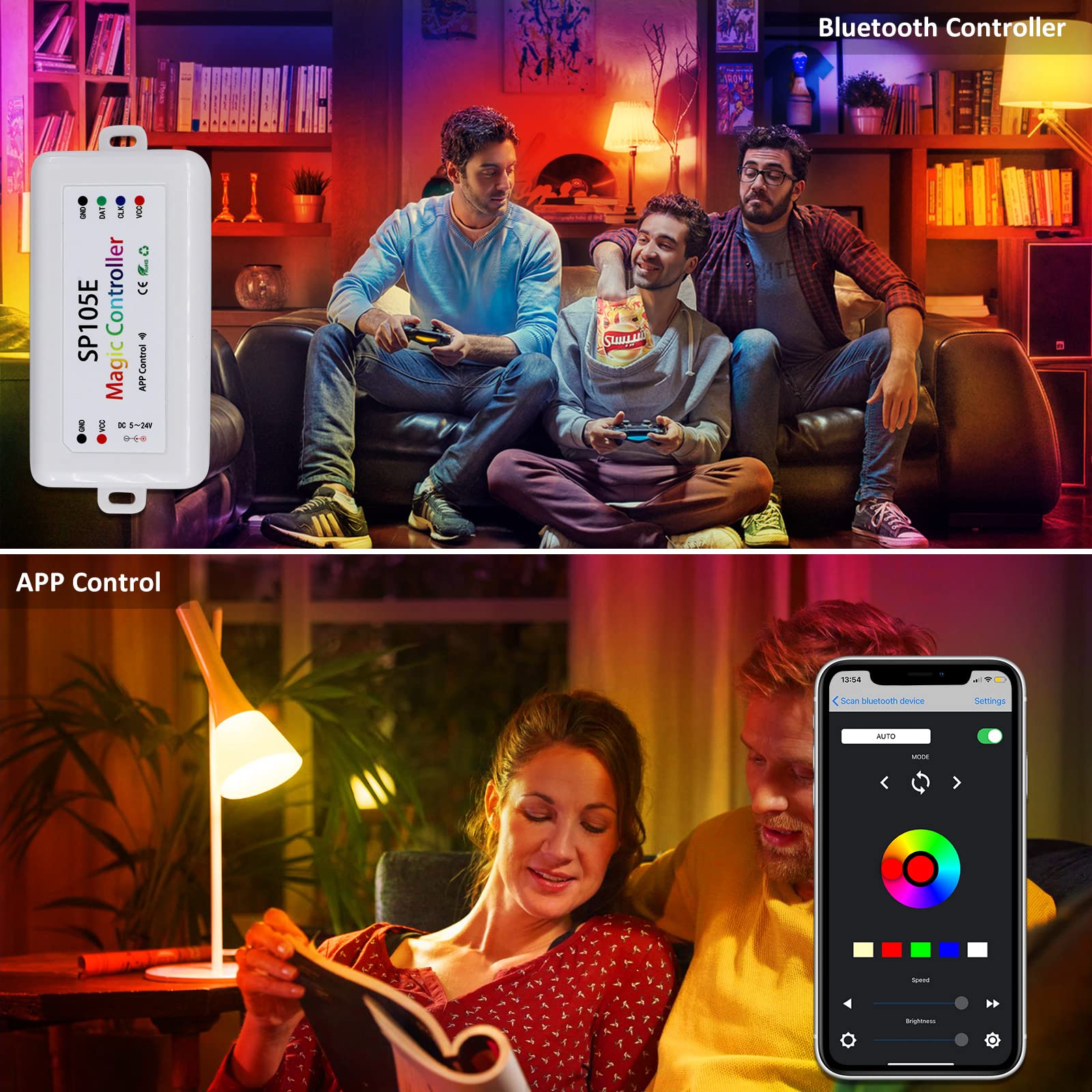 RECRE-TECH SP105E Ws2812b Bluetooth LED Controller DC5-24V White Metal