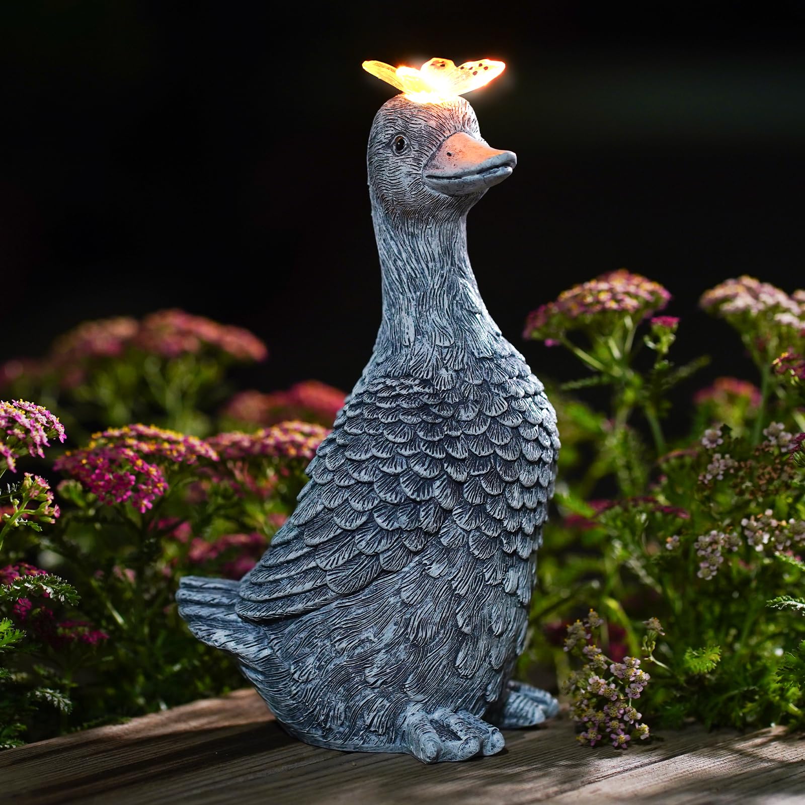 Fashionoda Solar Garden Statue Goose Figurine - Outdoor Decoration With Butterfly For Garden Yard Lawn Home Decor Outside : Unique Gifts For Mom Grandma