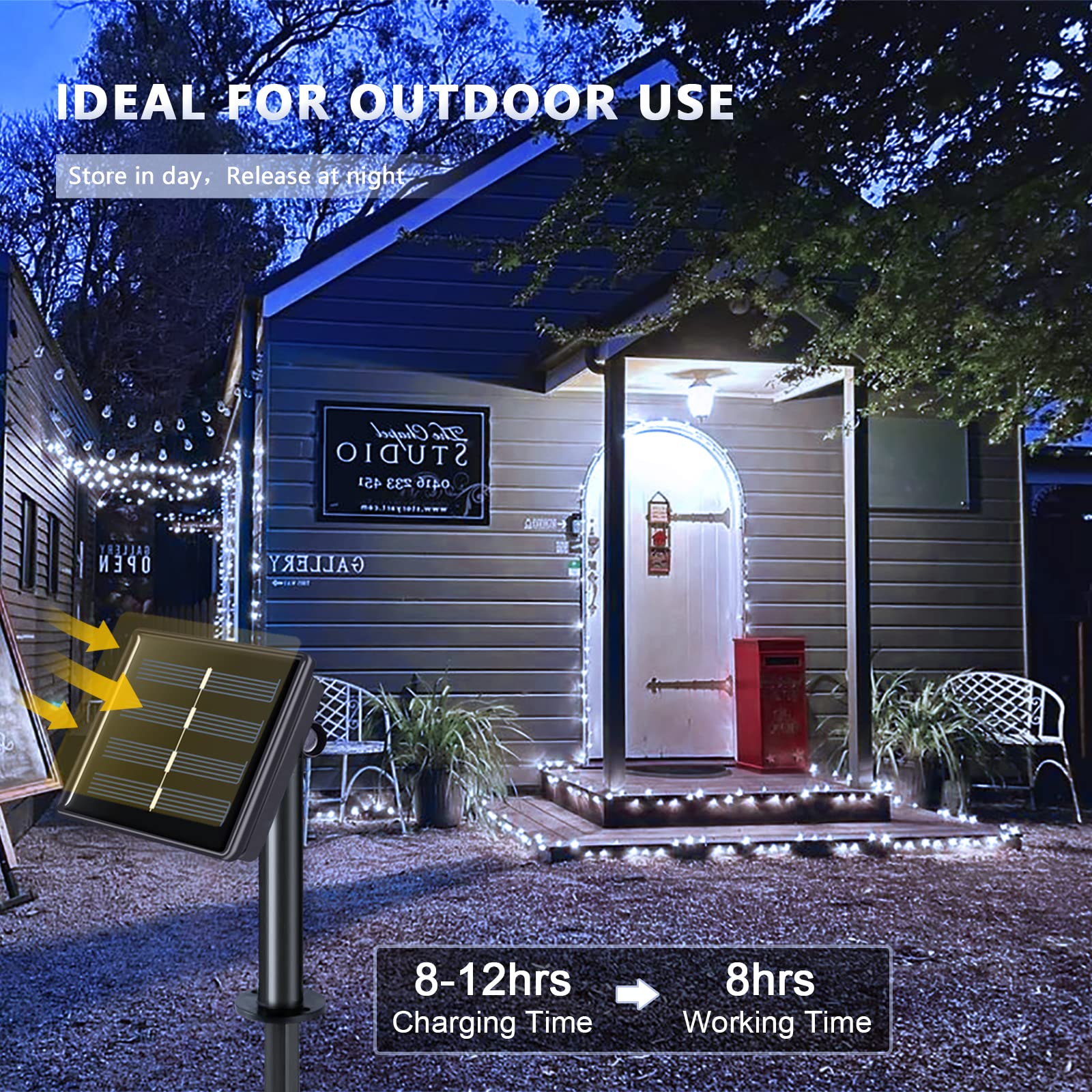 Jmexsuss 4 Pack 100 Led Solar Fairy Lights, 33Ft White Solar String Lights Outdoor Waterproof, 8 Modes Copper Wire Solar Twinkle Lights For Garden Yard Tree Wedding