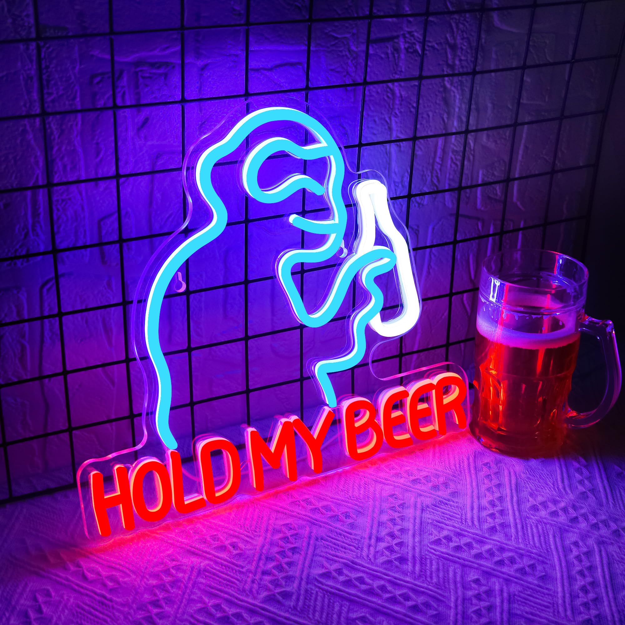 Hold My malt-inspired Neon Sign For Wall Decor malt-inspired Neon Sign Bar Led Light For Home Bar Man Cave Garage Pub Party Game Room Hotel Bedroom Birthday Gifts Usb Powered(Zkxd212)