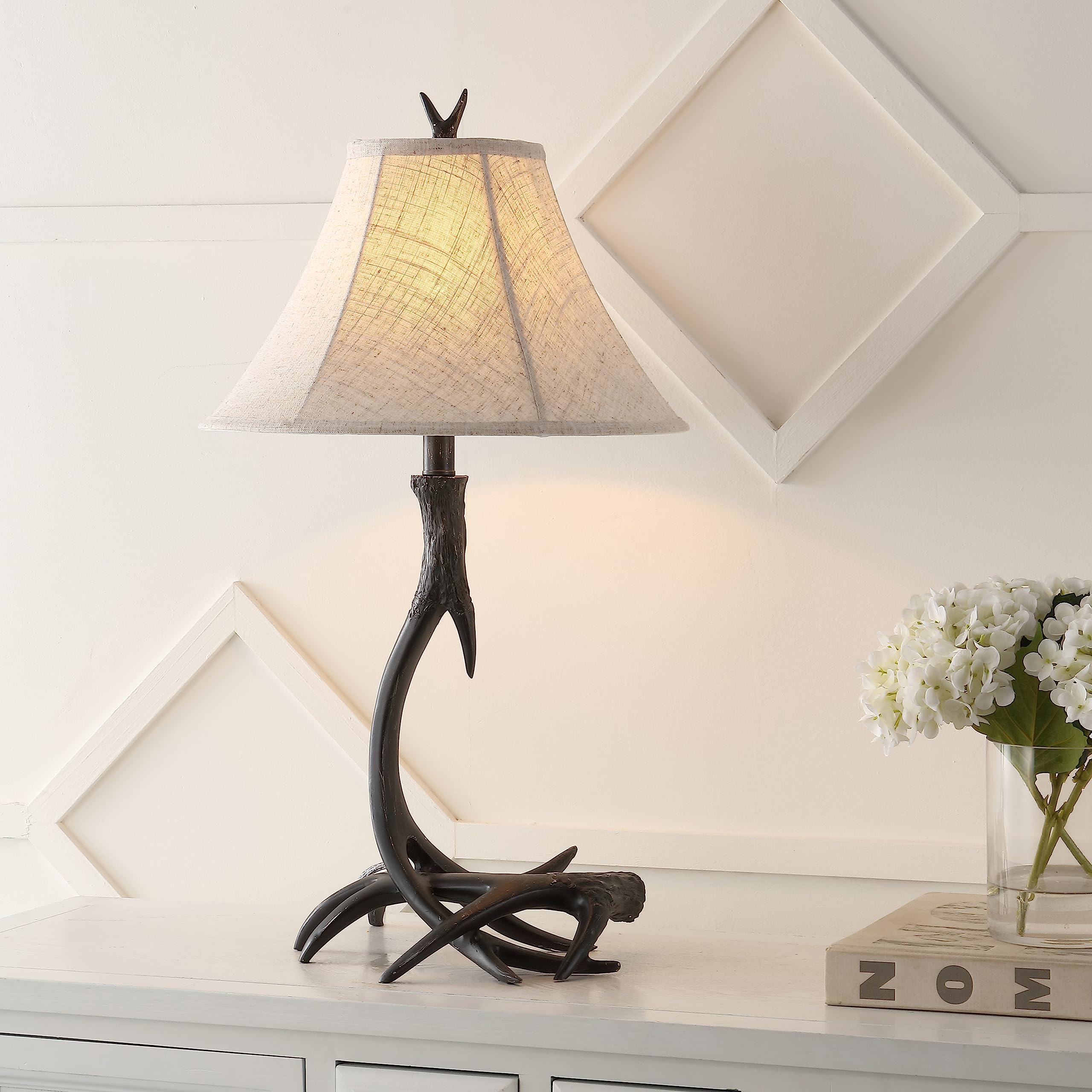 Jonathan Y Jyl6305C Antler 27.5'' Rustic Resin Led Table Lamp, Traditional For Bedroom, Living Room, Office, Kids Room, Entryway