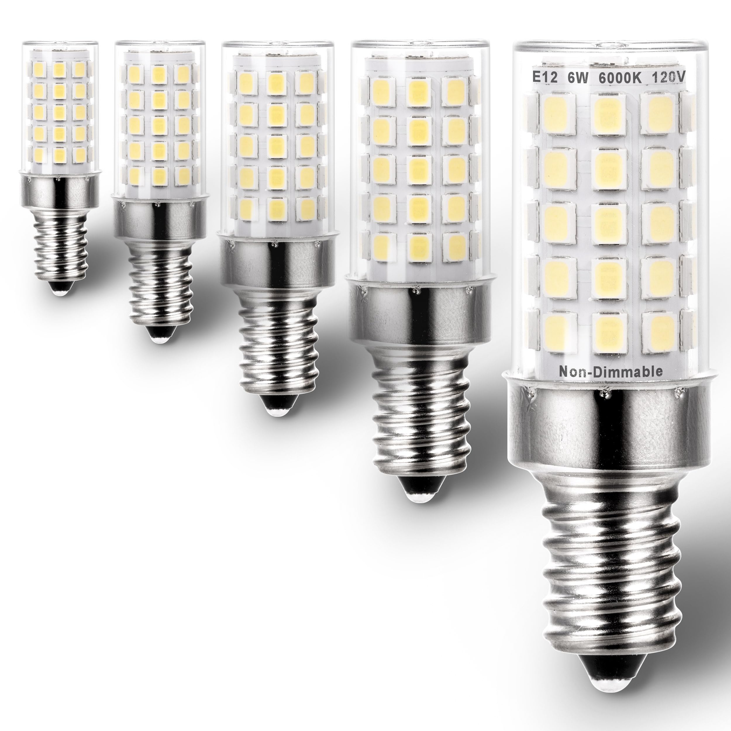 Ziomitus E12 Led Candelabra Chandelier Bulbs 6W 6000K Daylight White, Kx-2000 60W E12 C7 Halogen Replacement,T6 Small Base 120V