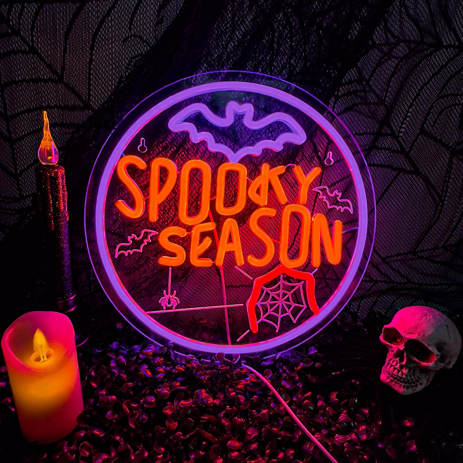 Spooky Season Neon Sign  Led Halloween Neon Light For D?Cor  Halloween Parties  Gift Usb Powered  Dimmable