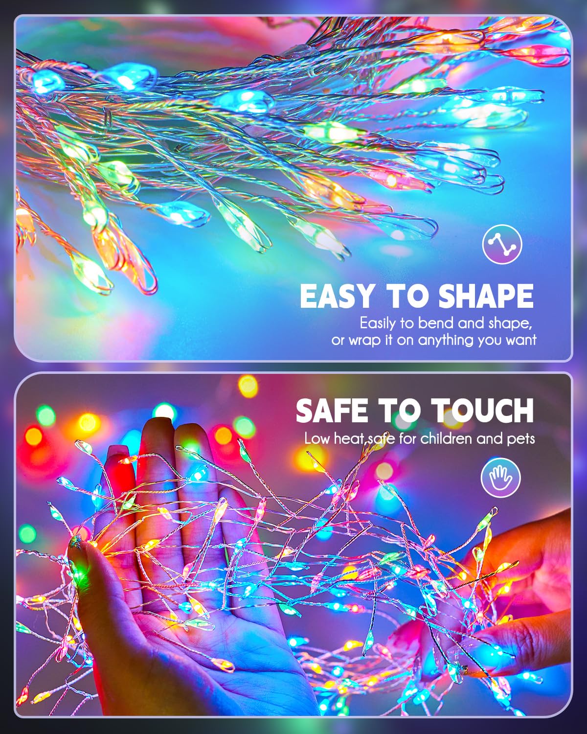Brightown Solar String Lights, 240 LED, 19.6Ft, Waterproof, 8 Modes, Multicolor, Copper Material