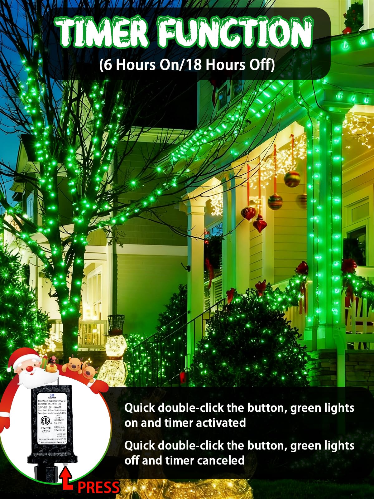 240 Led 78Ft C6 Christmas String Lights  Super Long Christmas Lights Outdoor Indoor With 13 Modes & Timer  Waterproof Fairy Twinkle Light Plug In For Tree Garden Party Xmas Decorations (Green)
