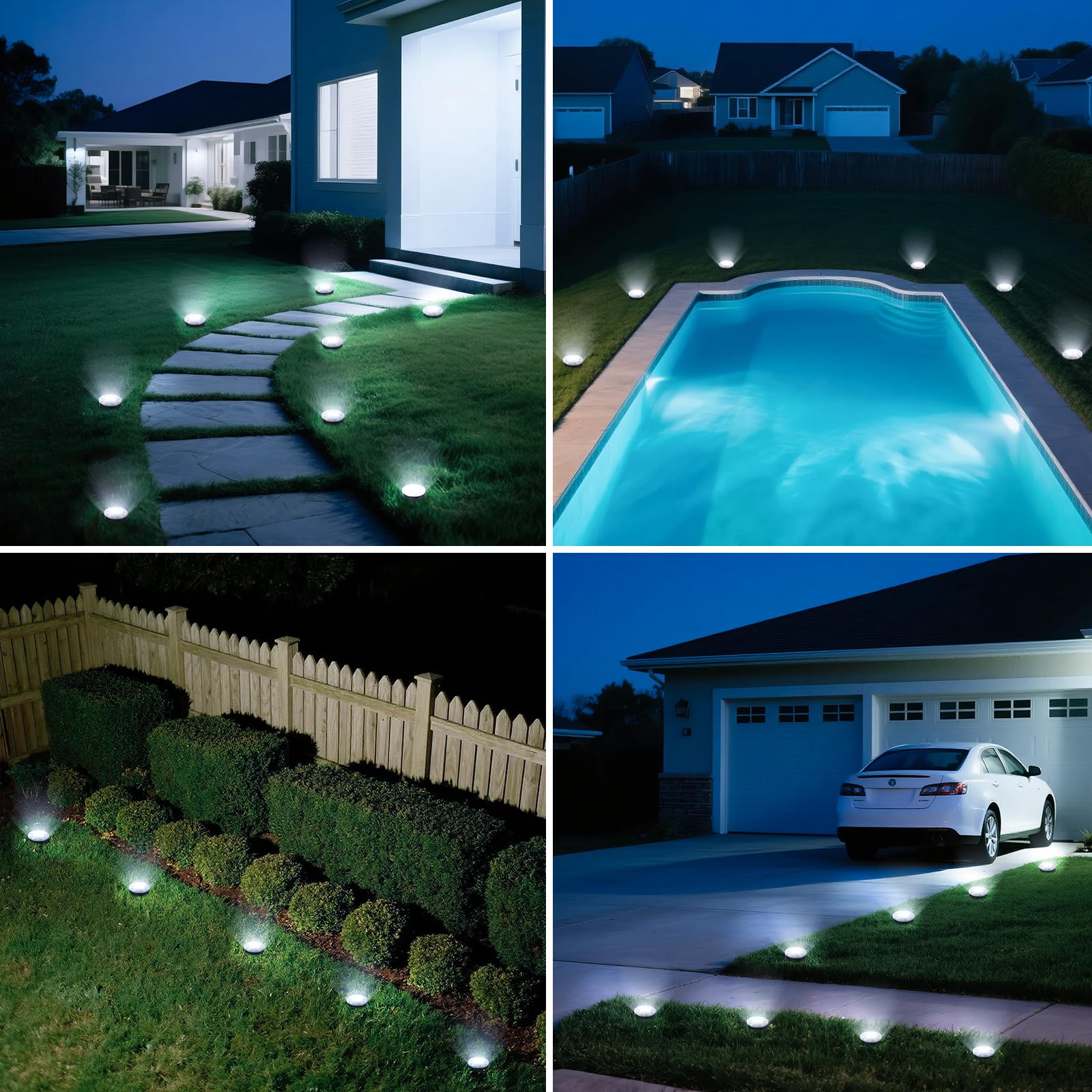 Vighep Mini Solar Ground Lights  24 Pack Solar Lights Outdoor Waterproof  Upgraded Led Flat Landscape Lighting For Outside Pathway Garden Patio Yard Driveway Cold White