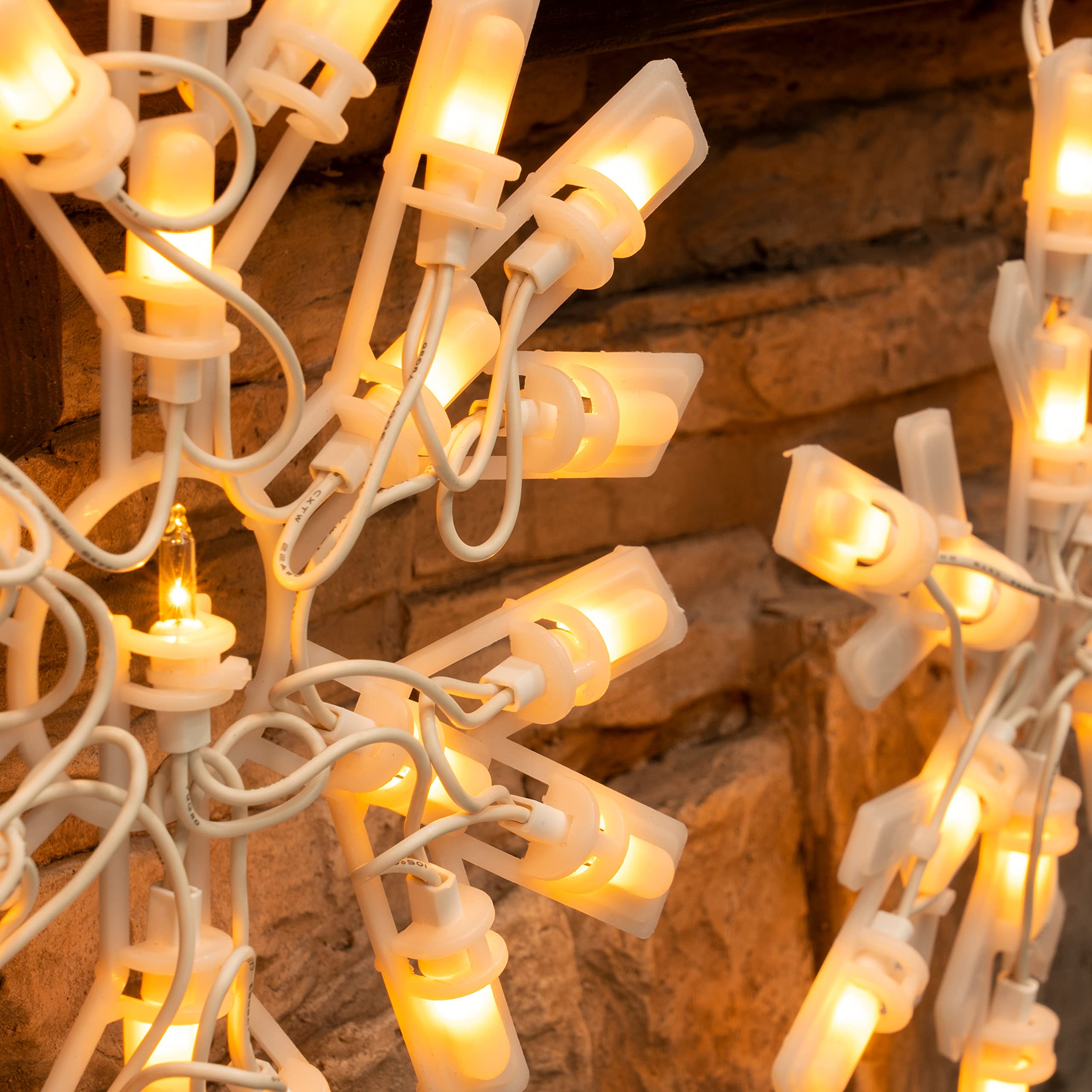 Dazzle Bright Christmas Snowflake Lights, 100 Count, 8.5FT Connectable, Waterproof, Warm White, Model HB-300COI
