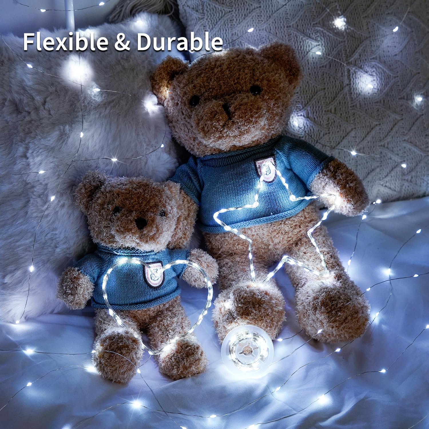 JMEXSUSS 2 Pack 100 LED White Fairy Lights, 66ft Battery Operated Twinkle Lights with Remote, 8 Modes for Indoor Outdoor Decor