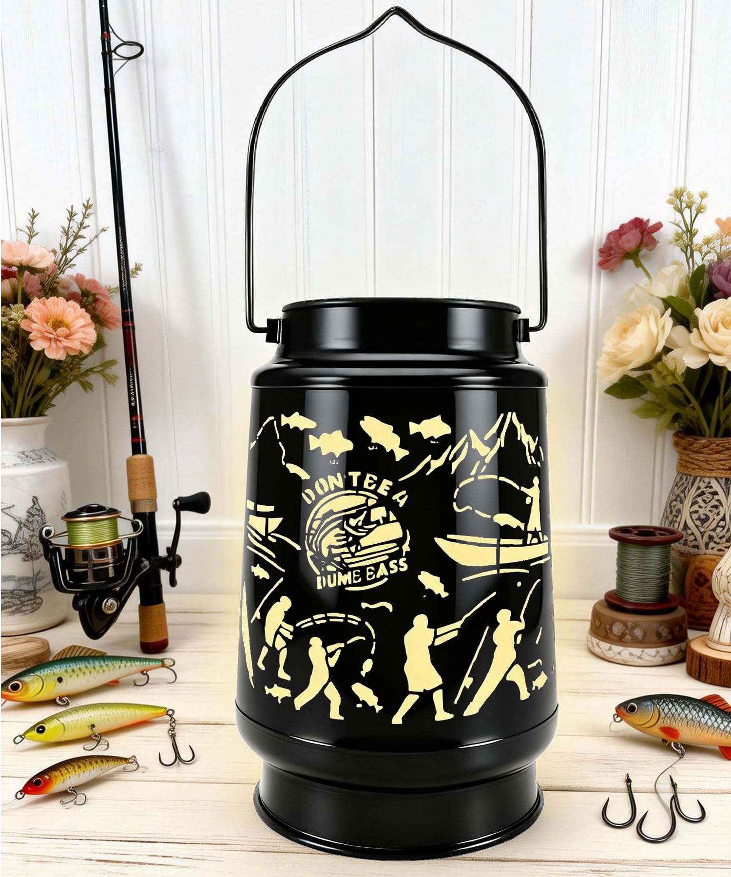 Fishing Valentines Day Gifts for Men Dad Grandpa Boyfriends Him Rechargeable Lantern Lamp Led Night Light Retirement Gifts for 