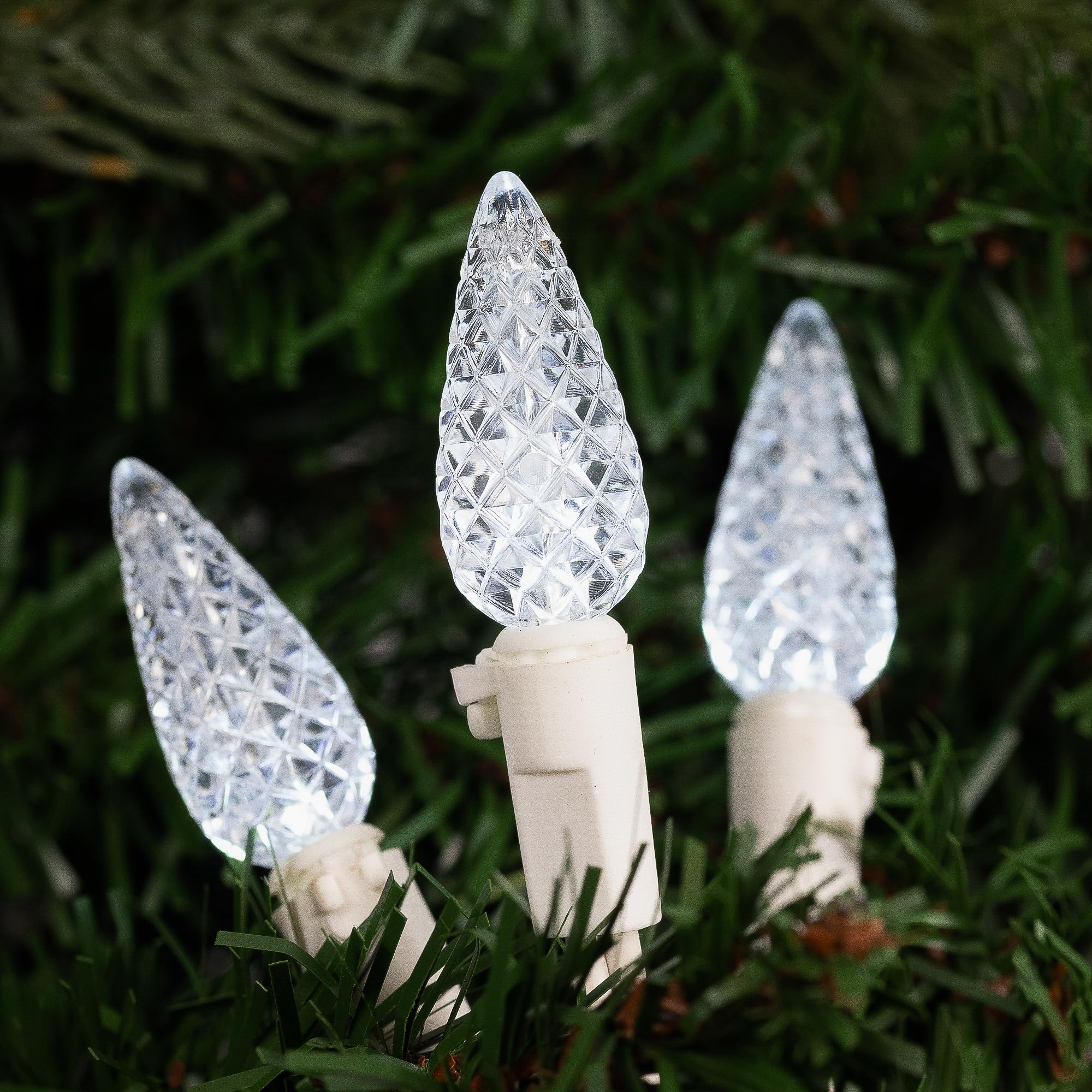 Northlight 70 Pure White LED C6 Christmas String Lights, 23 ft, White Wire, Model NL02587, Plastic