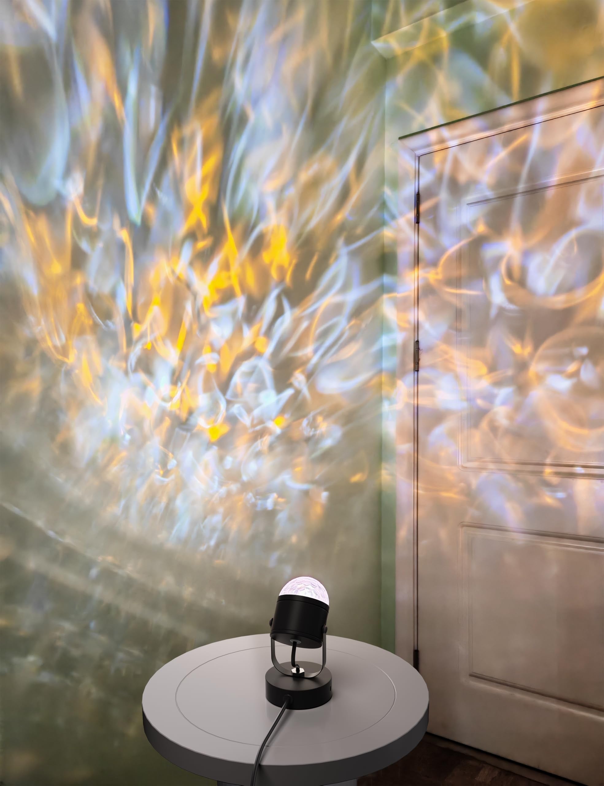 Joyzy Ocean Wave Table Lamp, Color Changing Ambient Light, Aluminum, Model TL0003, Black