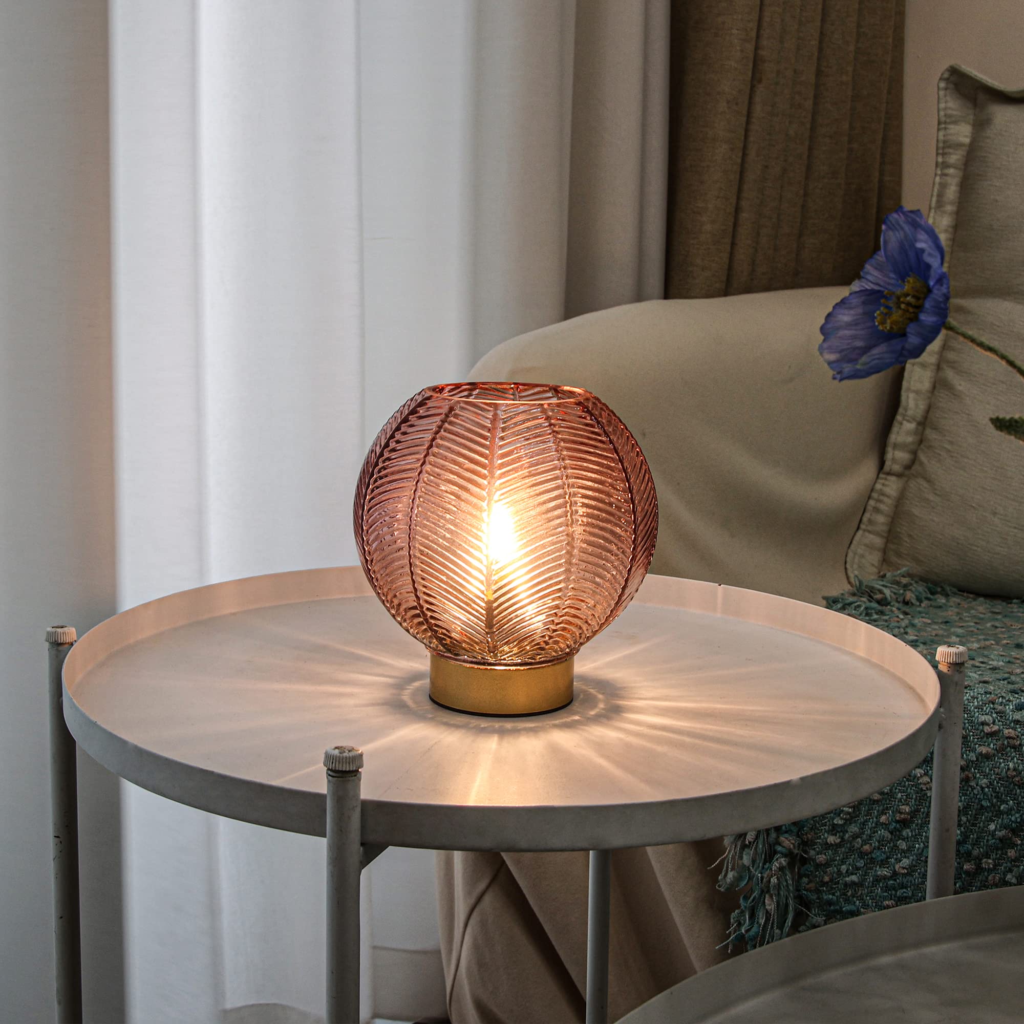 Lusharbor Battery Powered Lamp, Cordless Table Lamps Battery Operated Lamp For Bedside Nightstand, Small Lamps For Living Room D