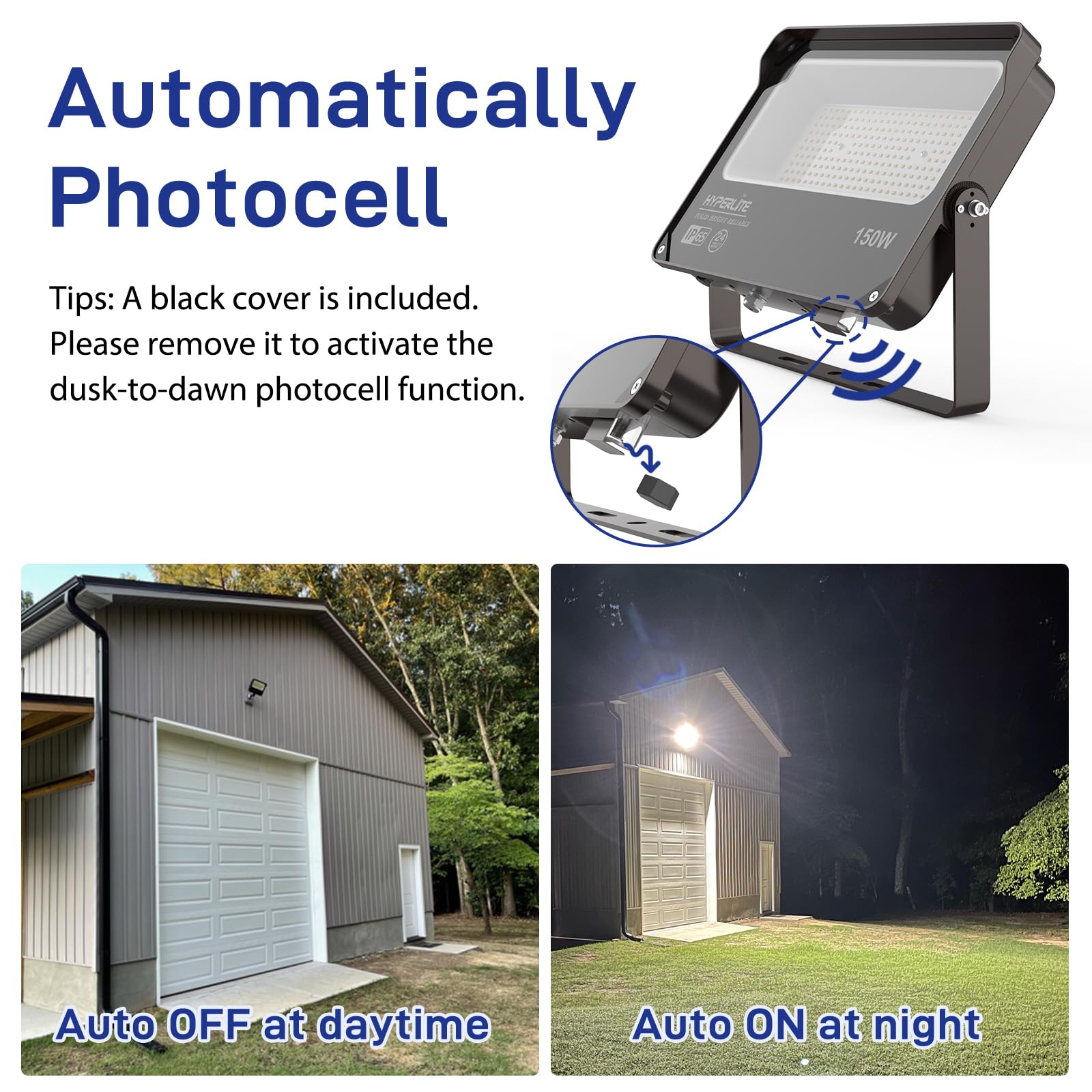 Hyperlite Flood Light Outdoor 150W 2Pack, Led Security Flood Lights With Dusk To Dawn Photocell, 5000K Daylight Ip65 Waterproof