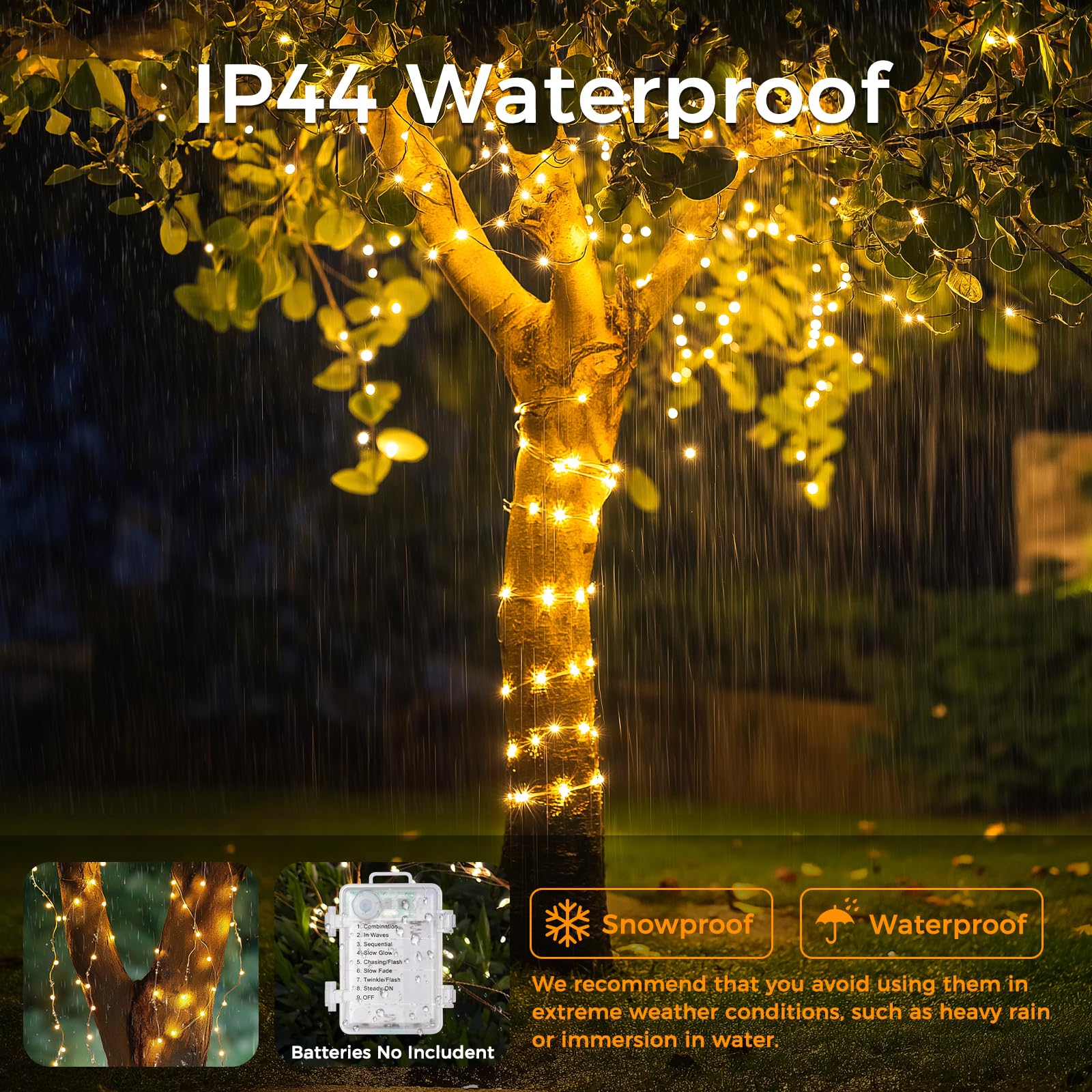 Wdtpro Fairy Lights Battery Operated With Remote, 33Ft 100 Led Battery Powered String Lights With Timer, Outdoor Waterproof 8 Modes Twinkle Lights For Bedroom Indoor Christmas Decor Warm White, 4 Pack