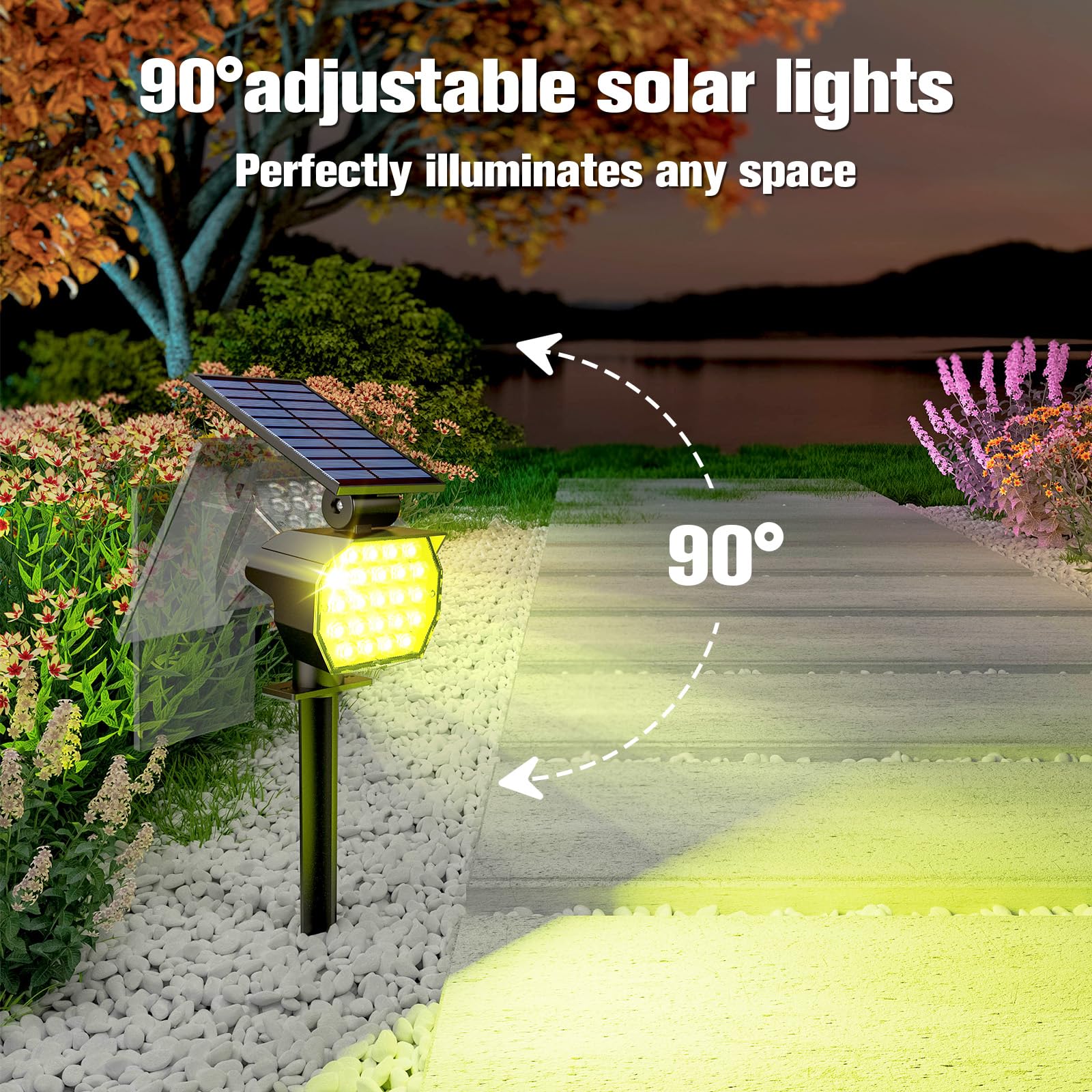 NIORSUN Solar Color Changing Landscape Spotlights, IP67 Waterproof, 7 Lighting Modes, 4 Pack, Multicolor, Model TBD60-Warm12
