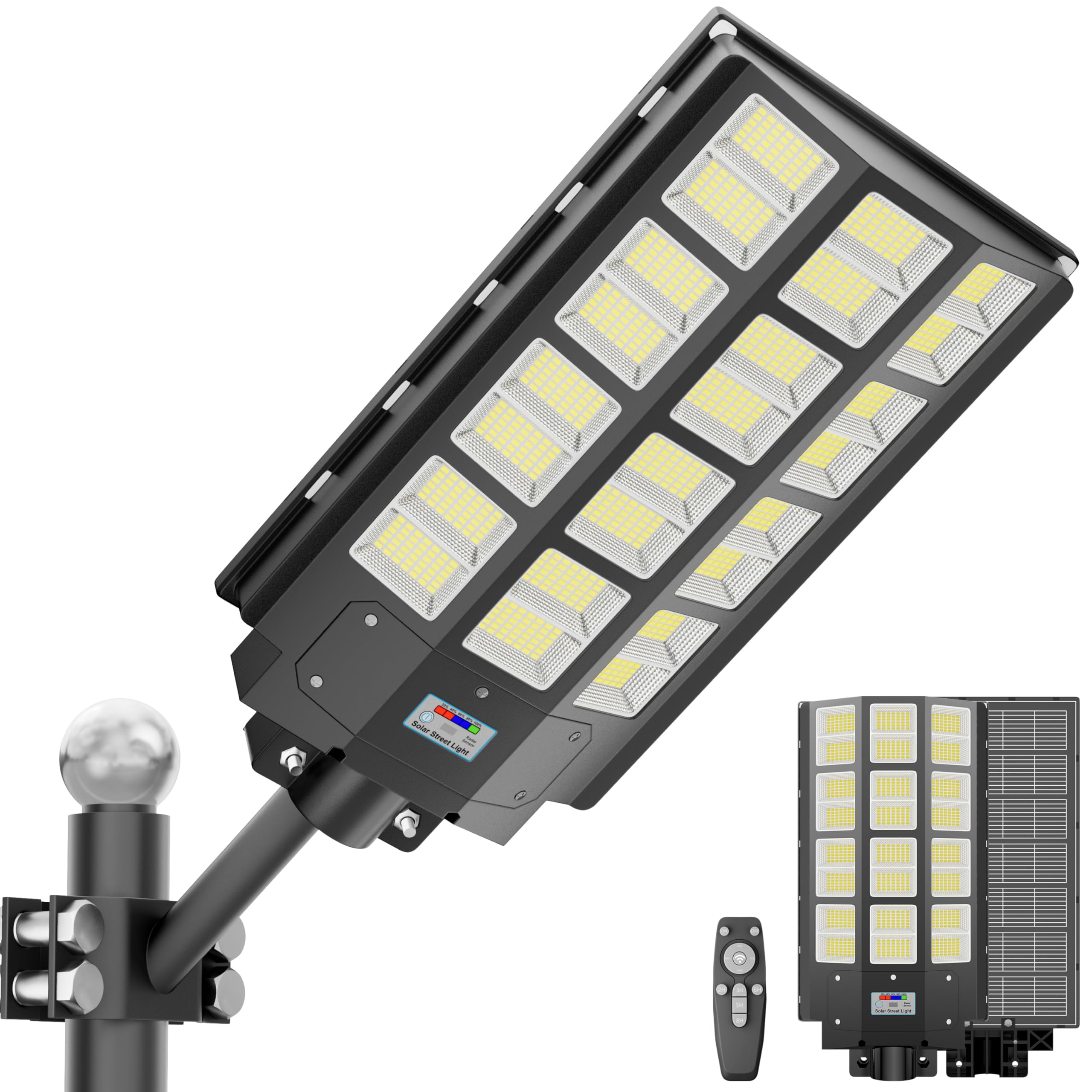 XMPTYN Solar Street Light 8000W  Solar Outdoor Lights Waterproof  240000LM 8000K Solar Powered Parking Lot Light Dusk to Dawn with Outside Motion Sensor LED Lights  Wide Angle Street Lamp
