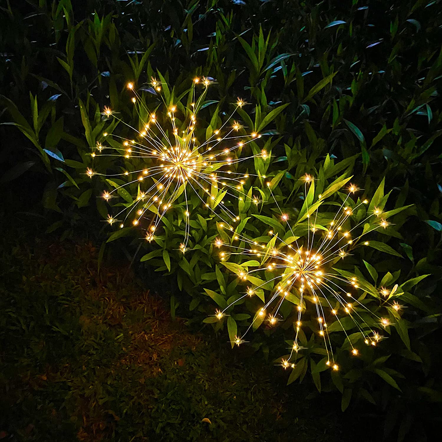 Jjgoo Solar Garden Lights Solar Firework Lights, 2 Pack 135 Leds 2 Lighting Modes Solar Lights Outdoor Waterproof For Garden Patio Walkway Pathway Party Wedding Christmas Decorative - Warm White