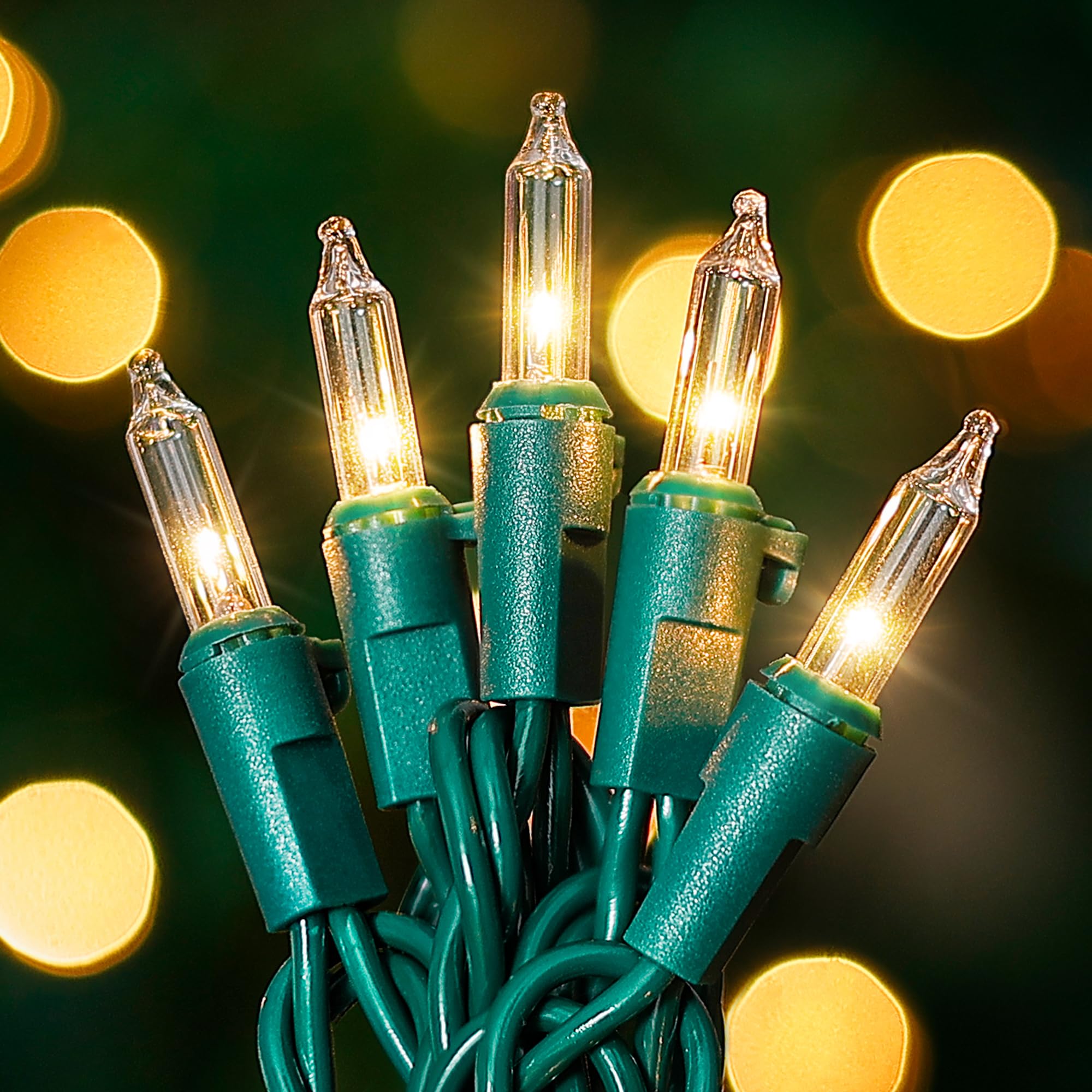 HEYFUNi Clear Christmas Lights 50Count 13Feet White Christmas Tree Lights Set, Incandescent Bulb Mini String Lights for Indoor Outdoor Tree Party Weeding Home Xmas Holiday Decorations,Green Wire