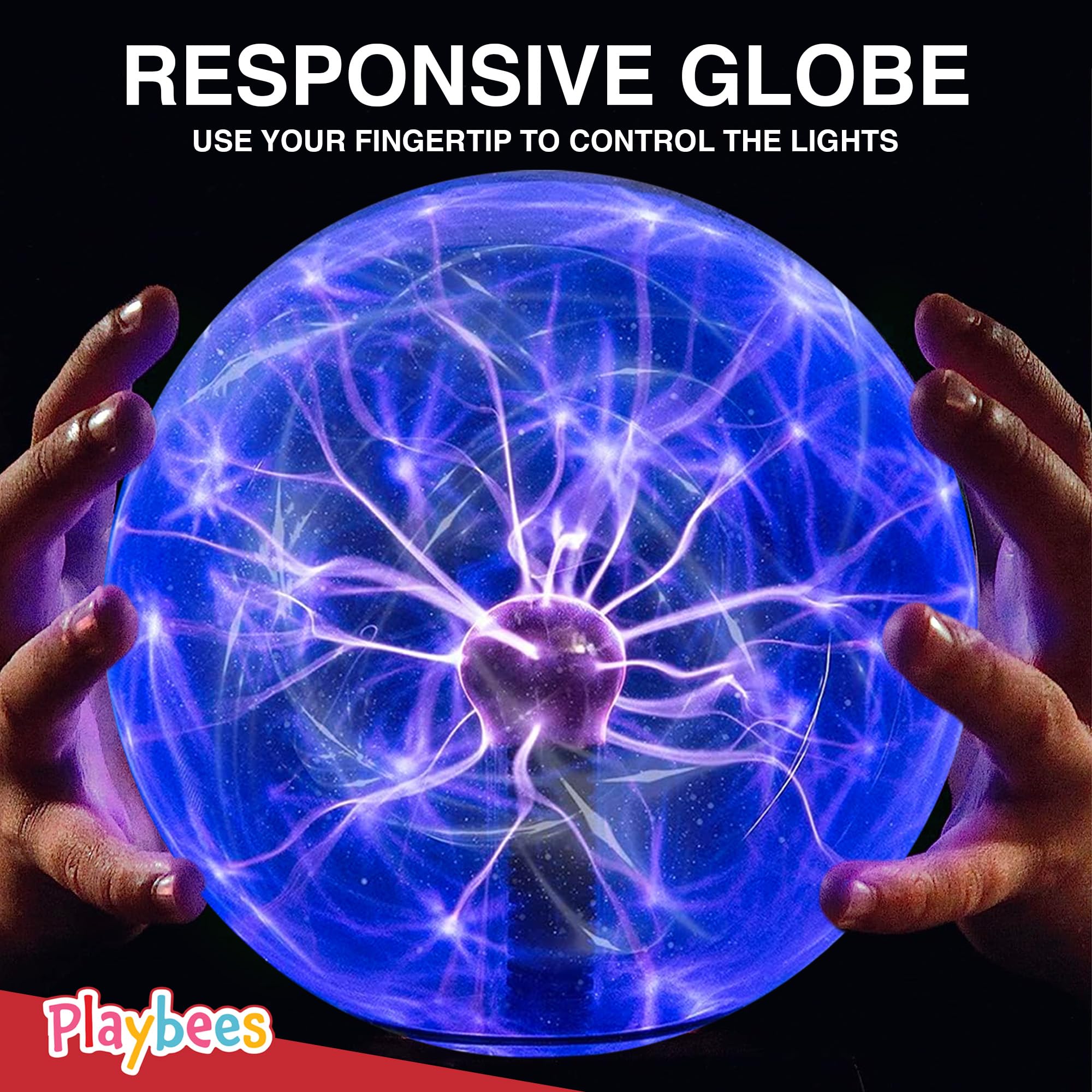 Colorful Plasma Ball - 7 Inch - Tesla Coil Bulb Static Electricity In A Vacuum Pressurized Glass Globe, Nebula, Thunder Lightnin