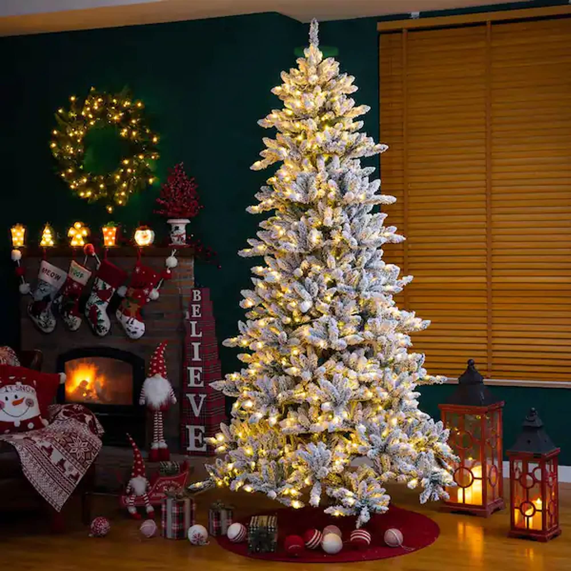 Dazzle Bright Christmas Tree Lights, 448 LED Waterfall Topper, 8.2FT X 16 Lines, Remote & 8 Modes, Warm White