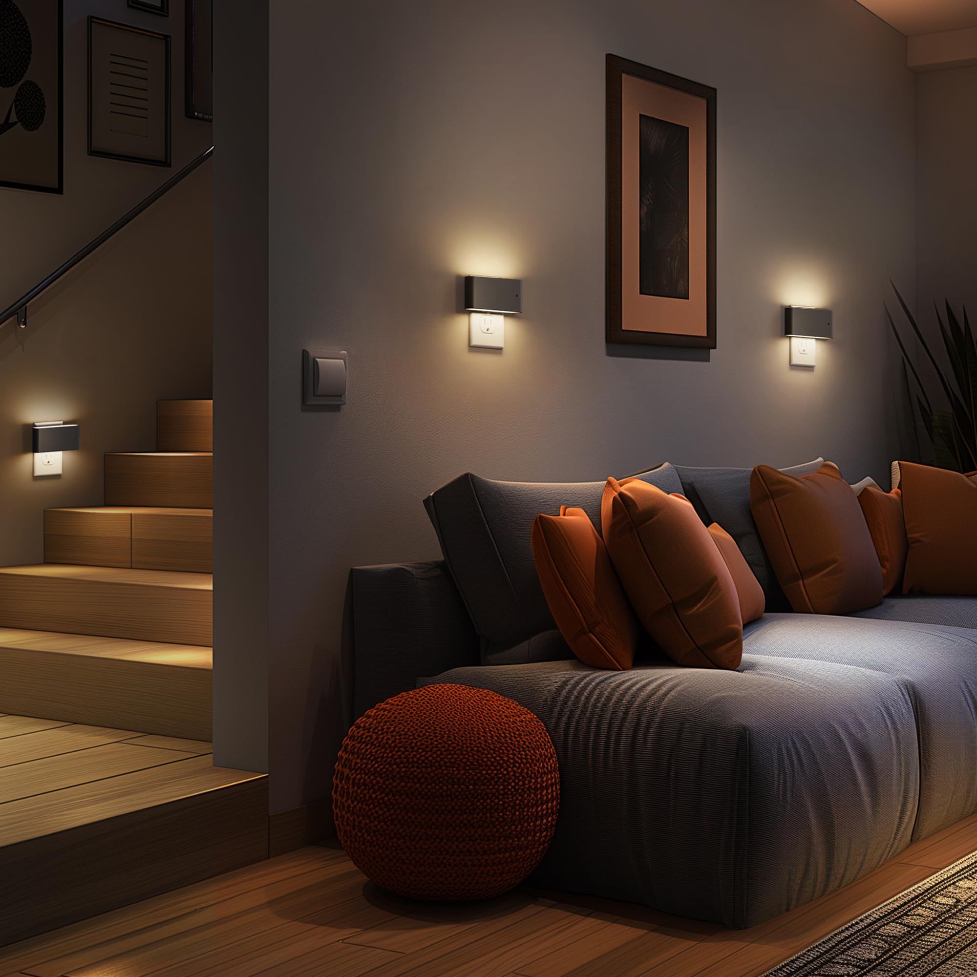 Briignite Led Night Light With Dusk To Dawn Sensor, Dimmable, 3000K Soft White, 2 Pack,