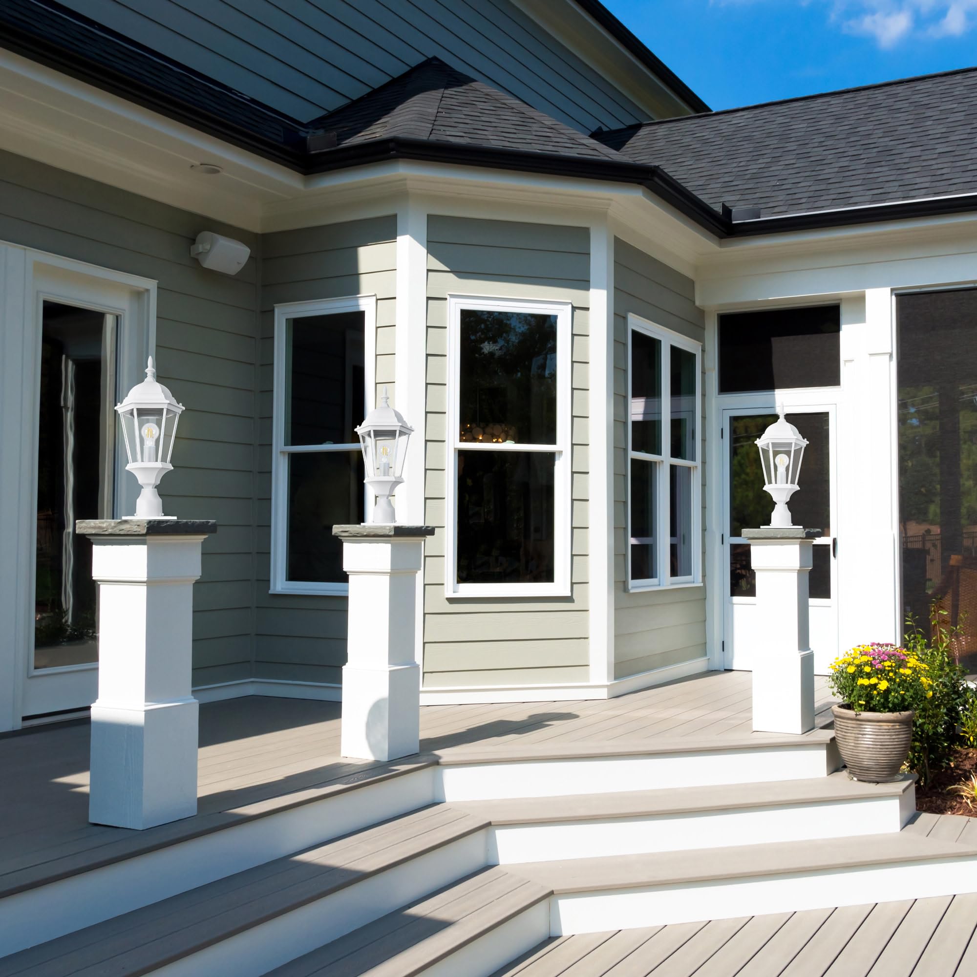 Design House 590059 Standard 3-Inch Fitter Outdoor Pier Base Round Accessory Mount For Deck Porch Patio, White