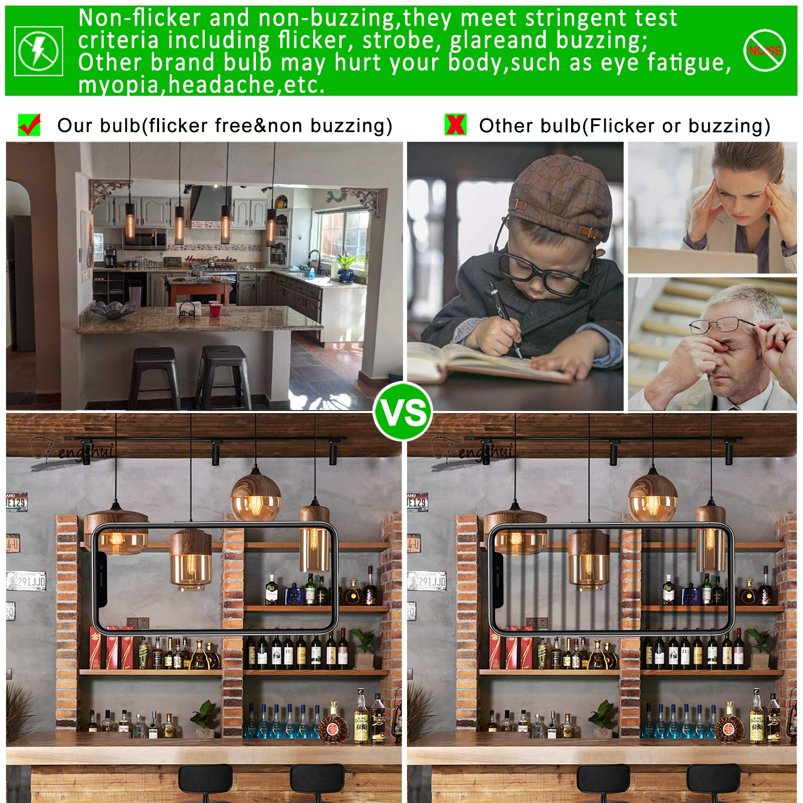 Litehistory Dimmable T10 Led Bulb 4W Equal E26 Edison Bulb 40 Watt Ac120V Tubular Light Bulb Warm White 2200K Amber 250Lm E26 Le