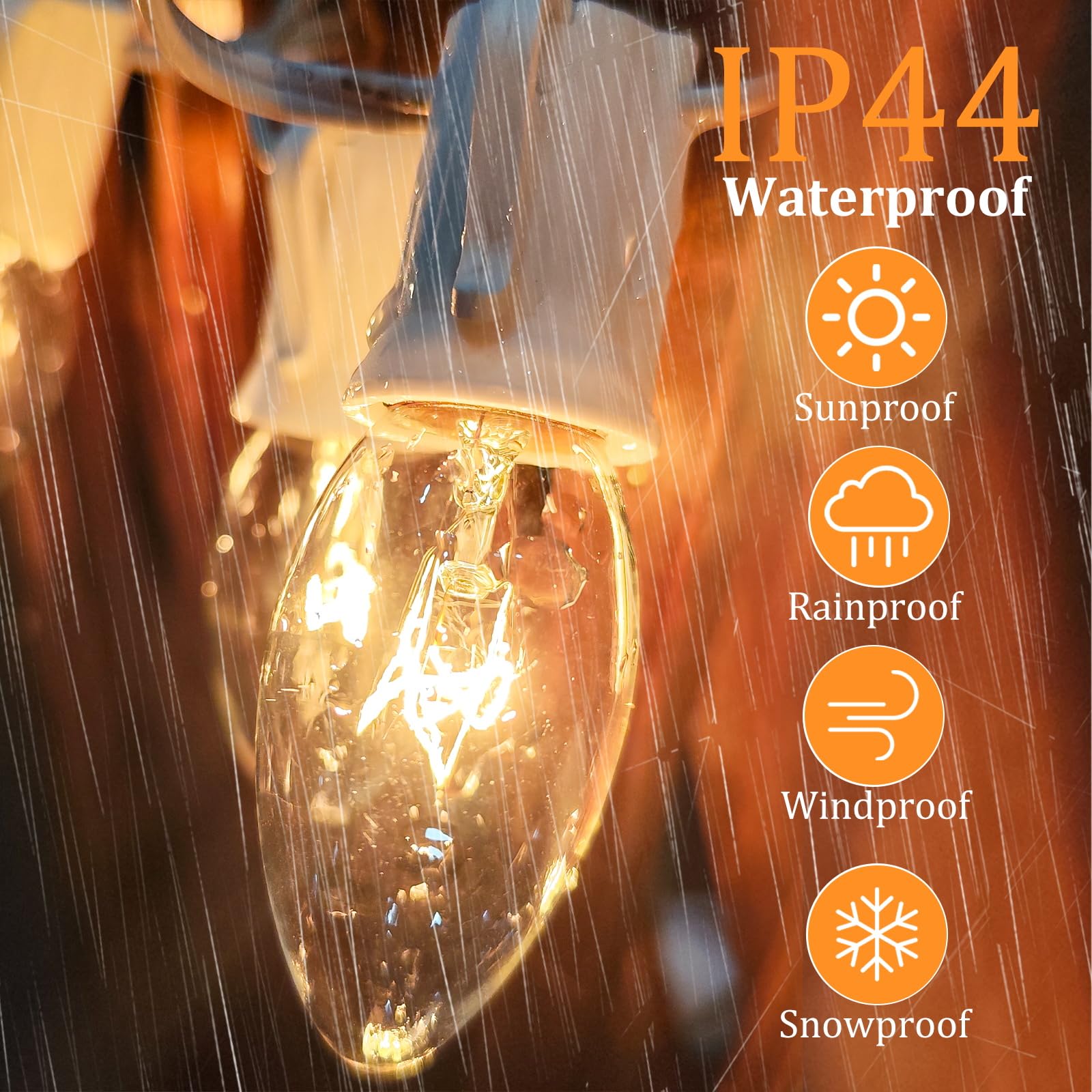 Cbebew 25 Pack C9 Replacement Bulbs, C9 Christmas Light Bulbs 7W Clear Incandescent Bulbs For Outdoor Backyard Wedding Christmas