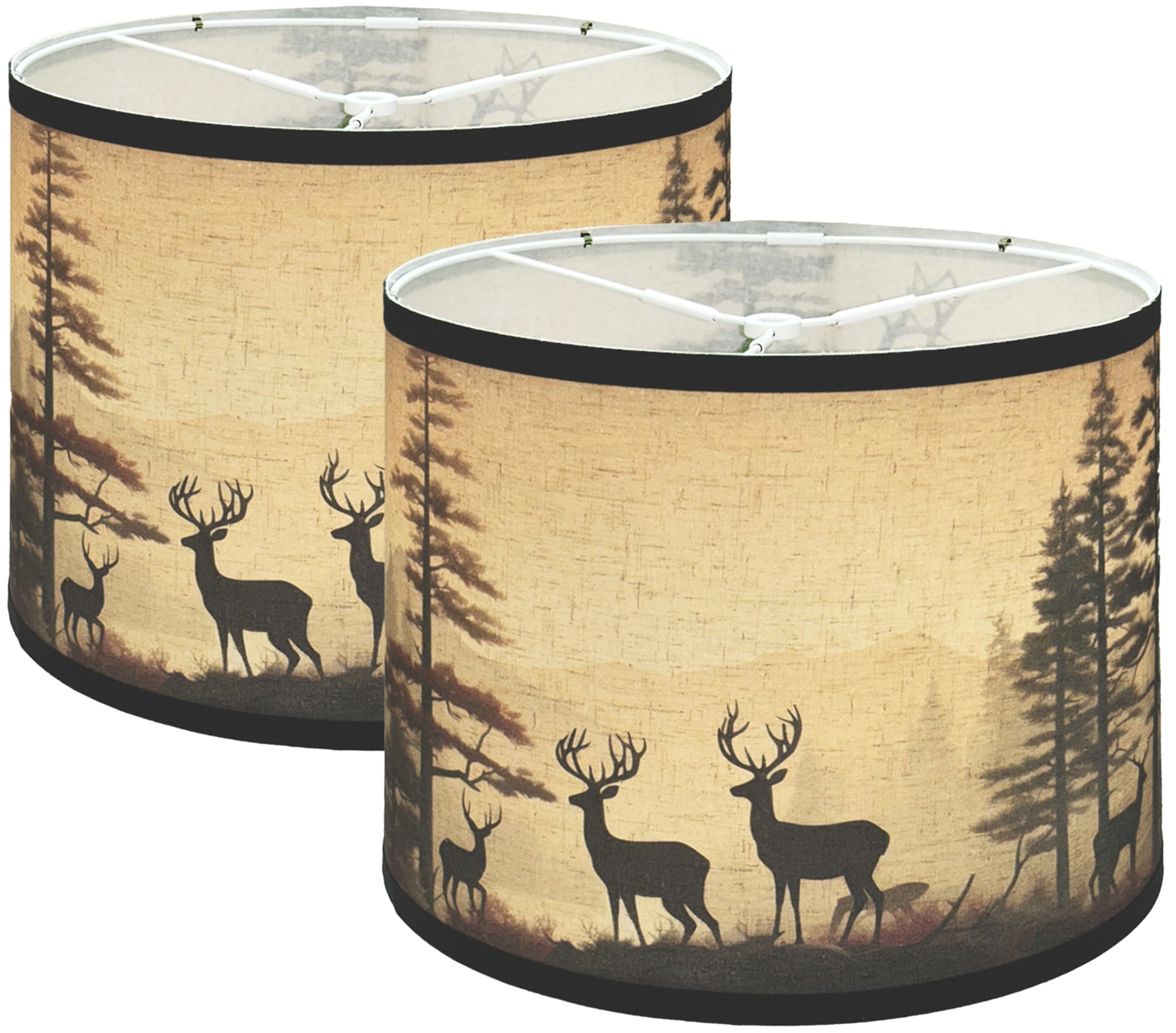 Lamp shades Set of 2, Fabric Deers Lampshades for Table Lamps, Floor Lamps, 11.6'' Top x 12.6'' Bottom x 9.8'' High (Spider) Han