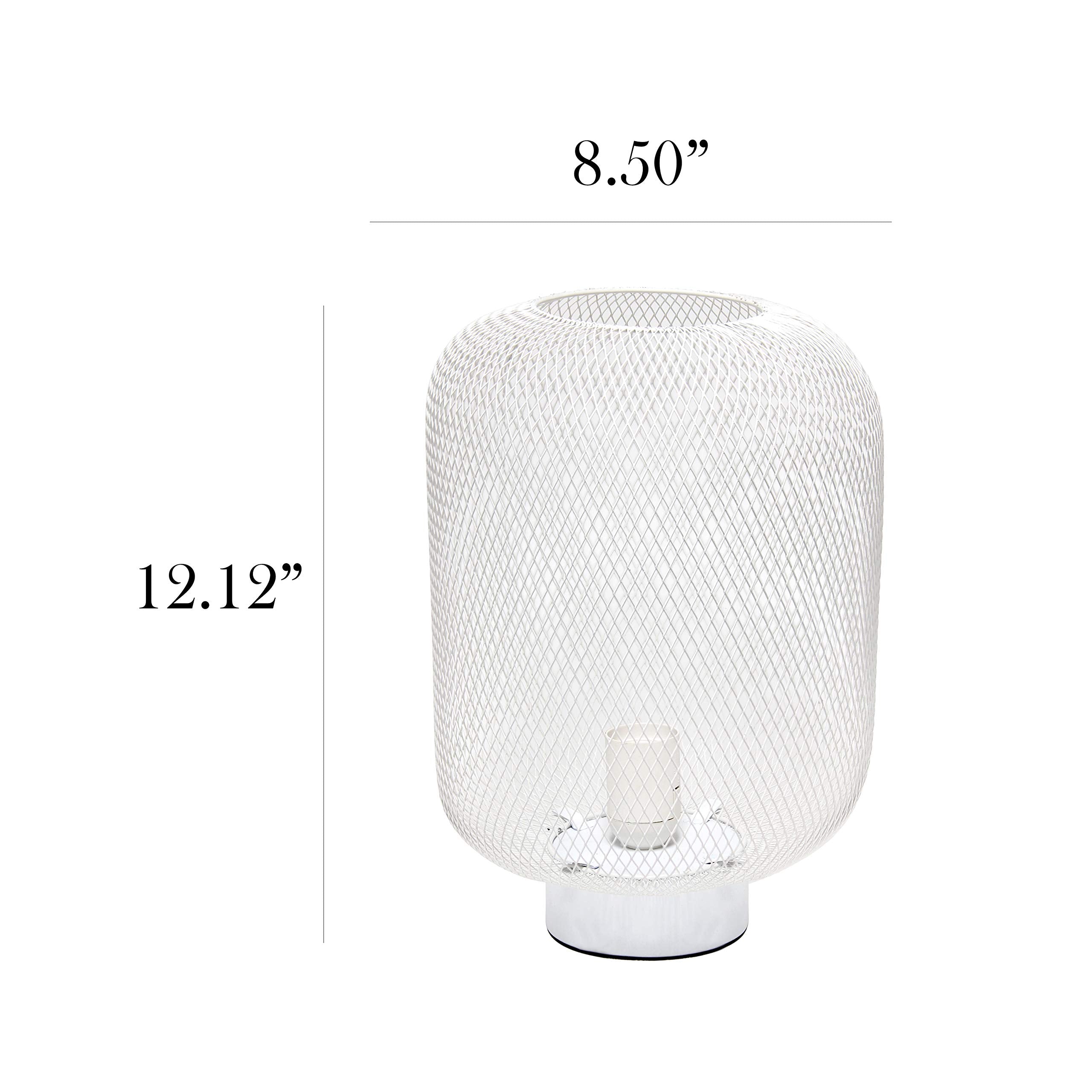 Simple Designs Lt1072-Wht Metal Mesh Industrial Table Lamp, White