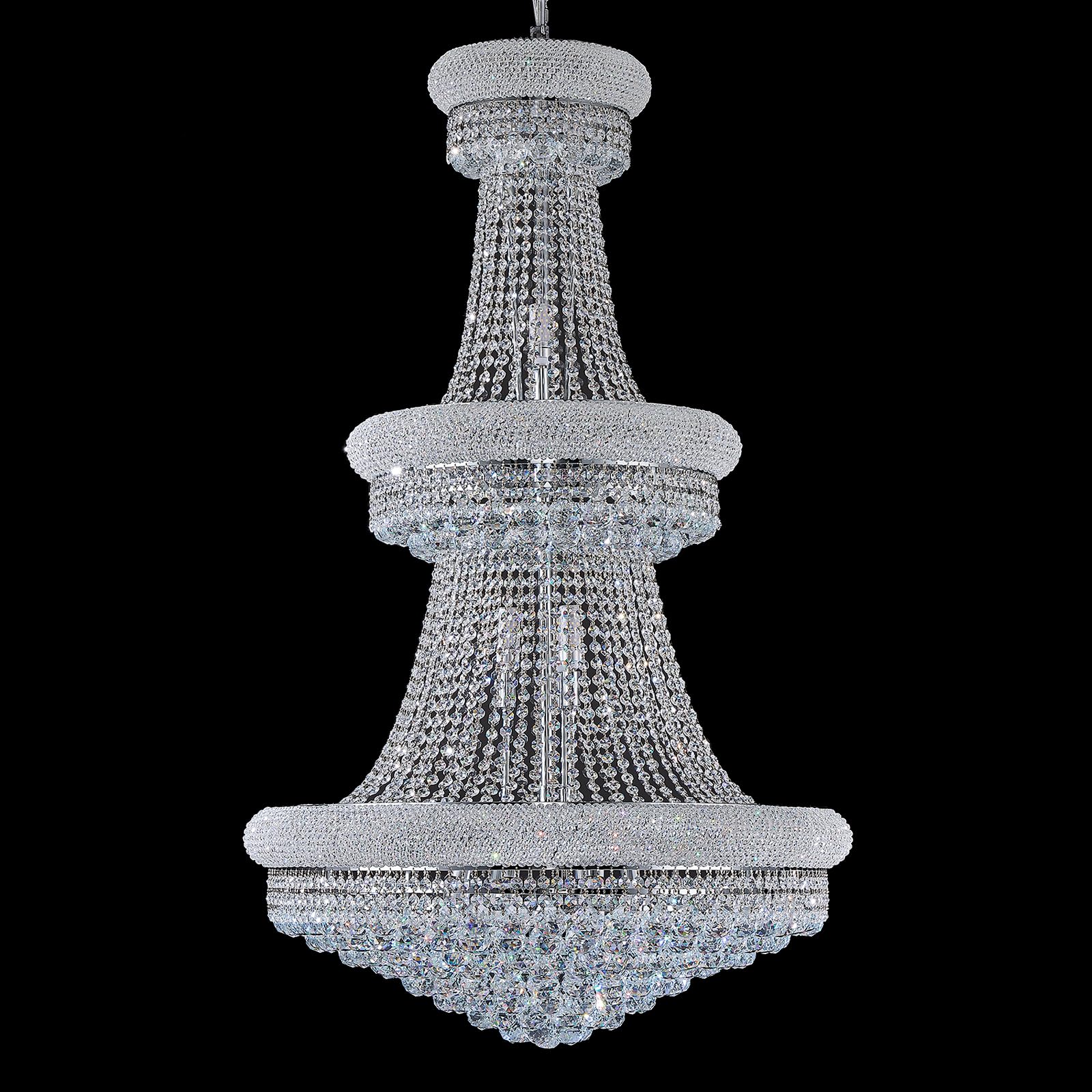 Homeooze 31 - Light Large Empire Crystal Chandelier For High Ceiling Foyer Entryway Staircase Living Room Dining Room Chrome Fin