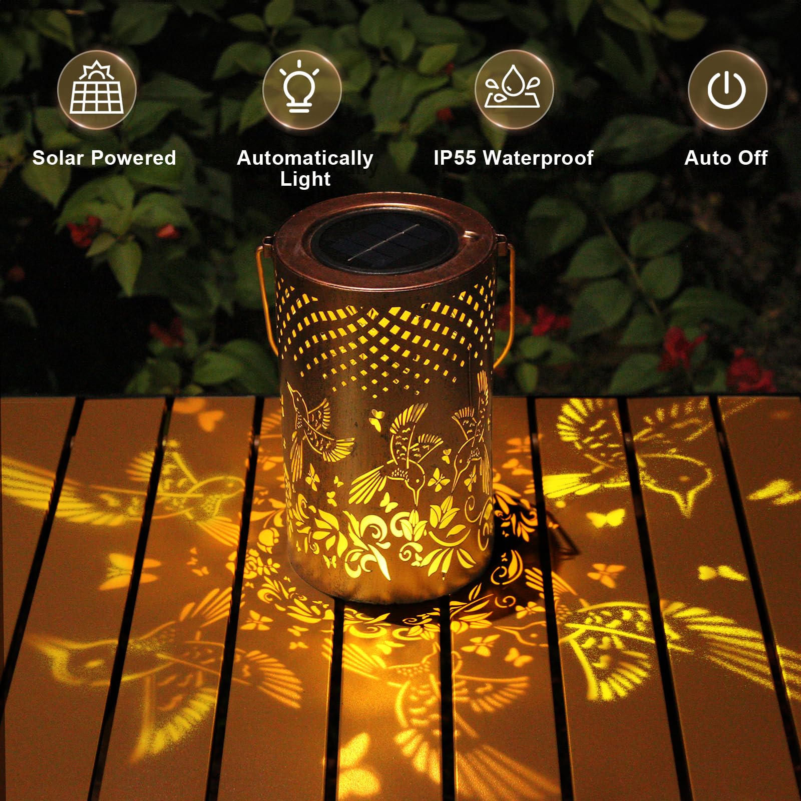 Gpp Hummingbird Gift Solar Lanterns Outdoor Waterproof Sunflower Solar Lights Metal Outdoor Decor For Yard Patio Backyard Porch