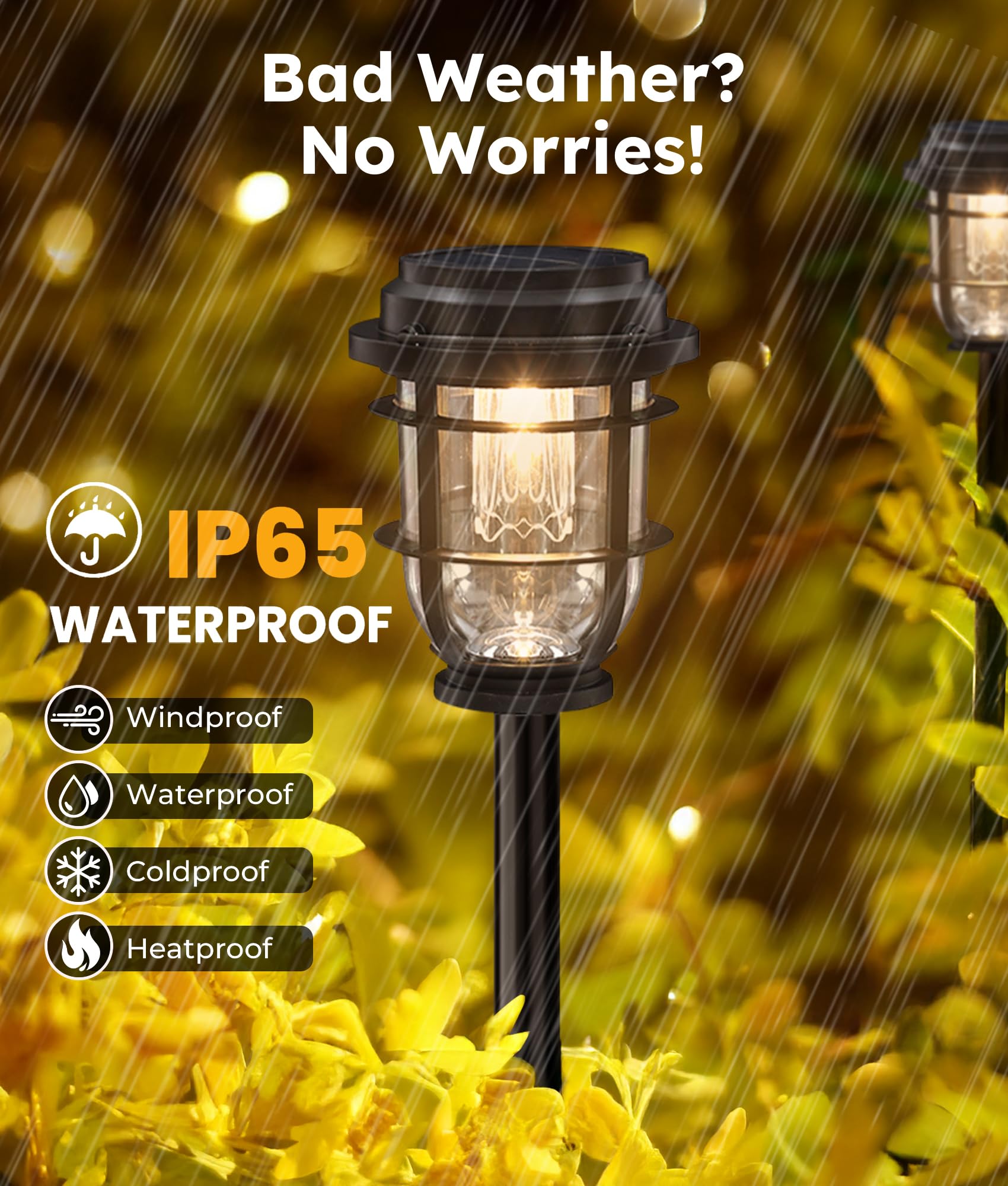 Vuees Solar Pathway Light - Durable Black Plastic Landscape Lighting for Garden, Lawn, Patio, Walkway, Driveway - Model BP1