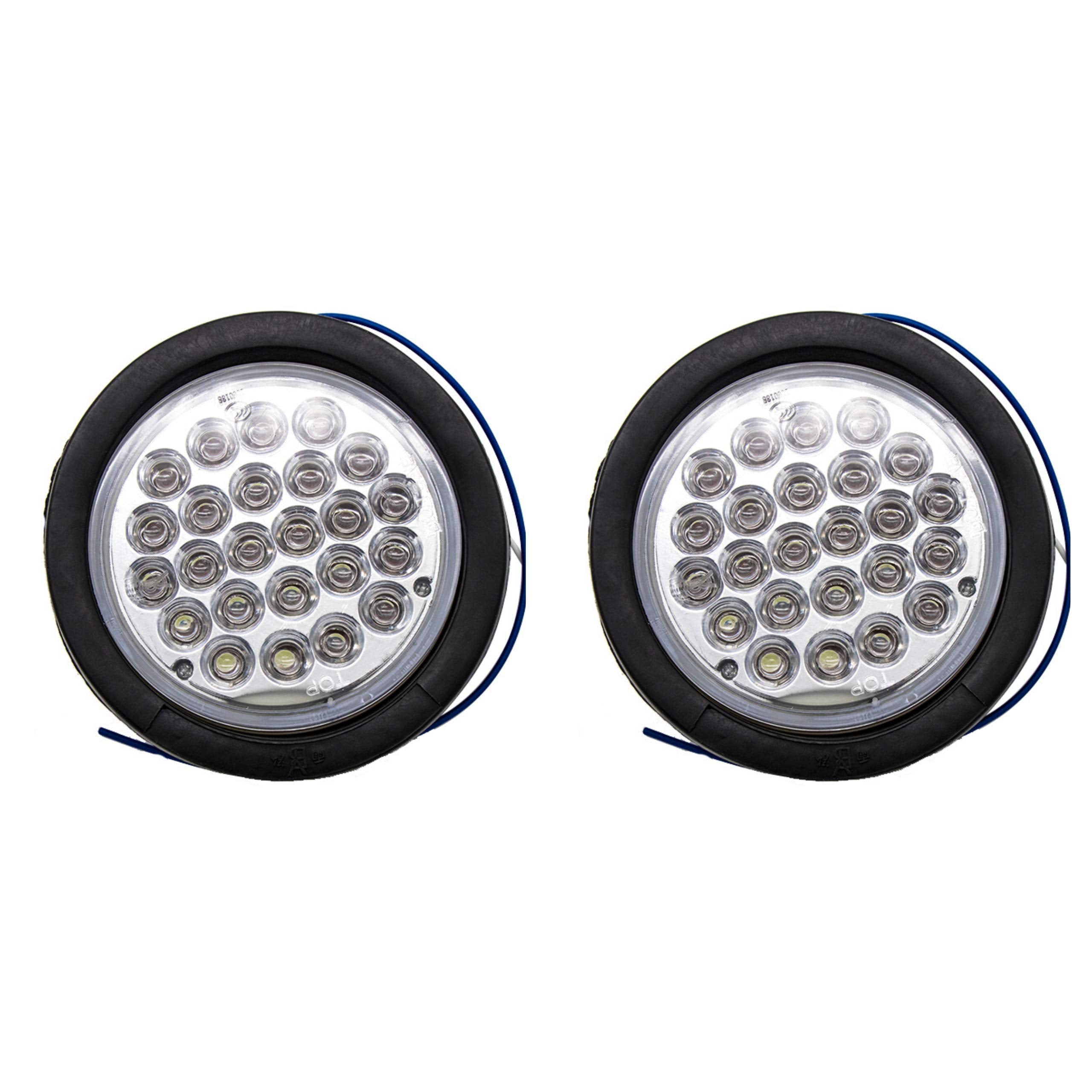 All Star Truck Parts 4in Round LED Trailer Tail Light 24 LEDs IP67 Waterproof Model ASTPL012R4C2 White