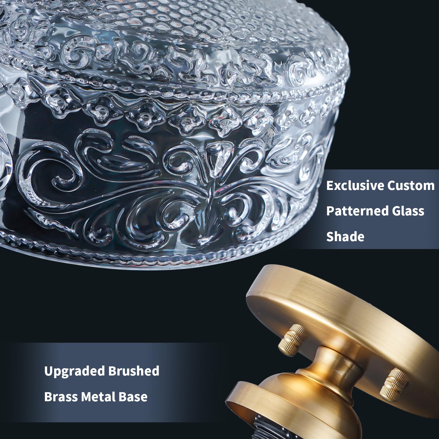 Gold Semi Flush Mount Ceiling Light  Antique Brass Ceiling Light With Glass  Indoor Close To Ceiling Light Fixture  Entryway Light Fixtures  Overhead Lighting For Hallway Kitchen Bedroom Dining Room