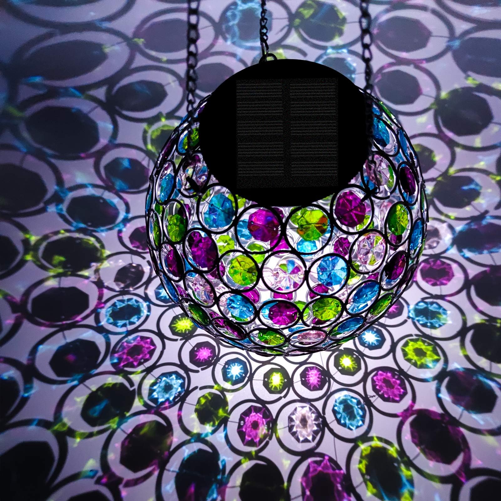 Sunnypark Solar Hanging Lantern - Color Changing Led Waterproof Crystal Globe Light For Garden