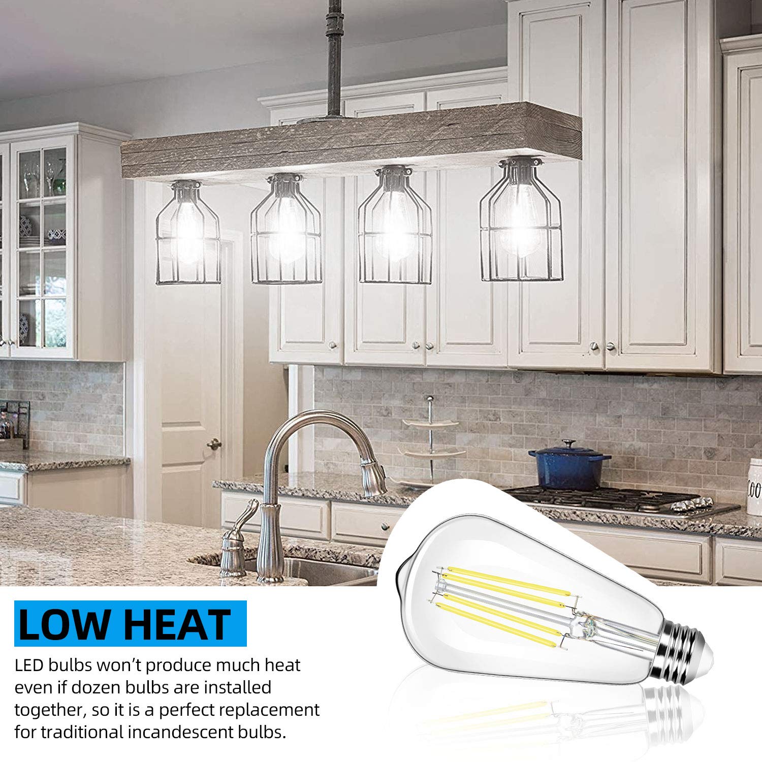 12-Pack Vintage 7W St58 Led Edison Light Bulbs 60W Equivalent, 850Lumens, 5000K Daylight White, E26 Base Led Filament Bulbs, Cri