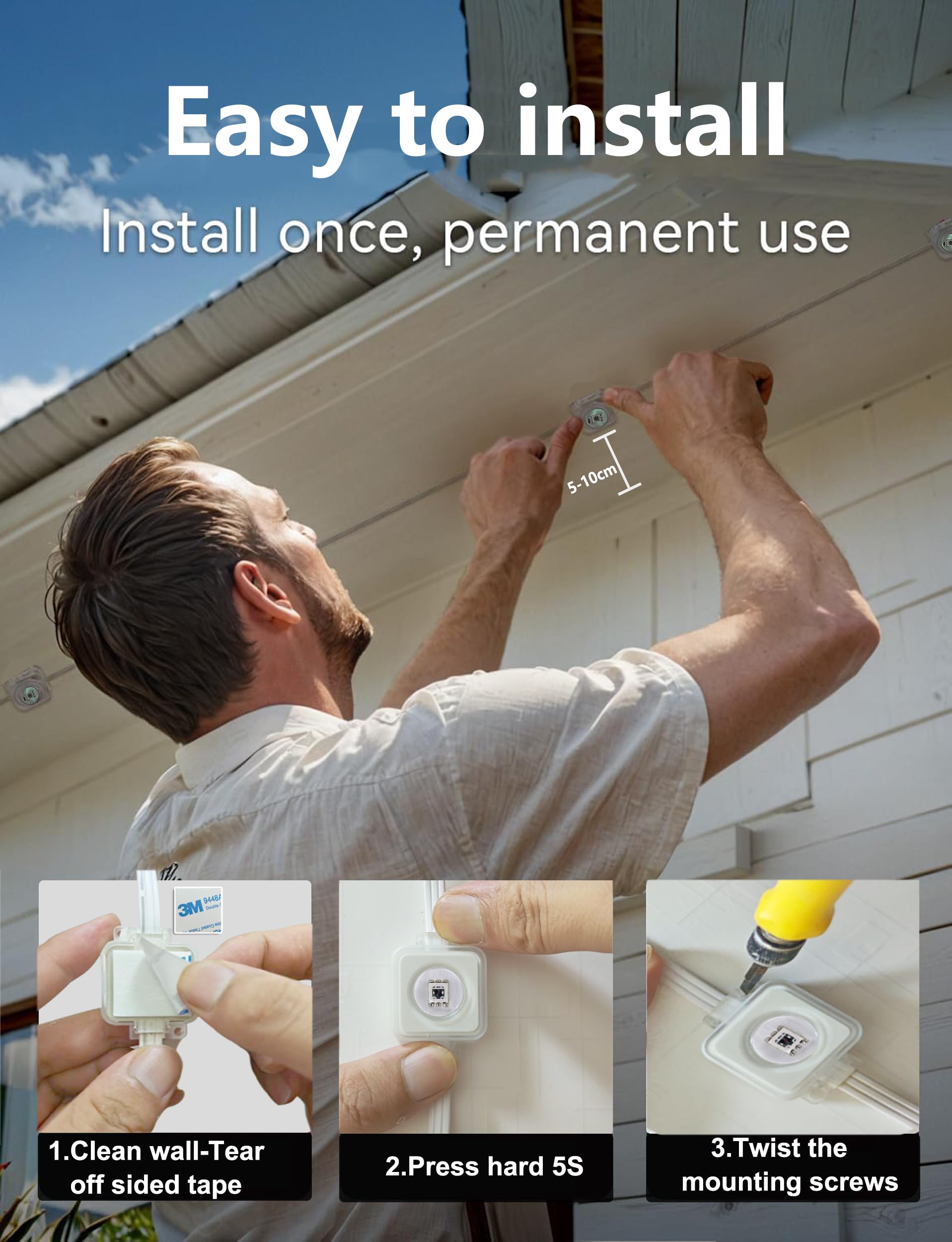 Seyxicnor Permanent Outdoor Lights For House  100Ft 60Led Smart Rgbw+Ic Outdoor Christmas Lights With App/Remote Control  Diy Scene  Ip67 Waterproof Under Eaves Lighting For Holiday & Daily Decor