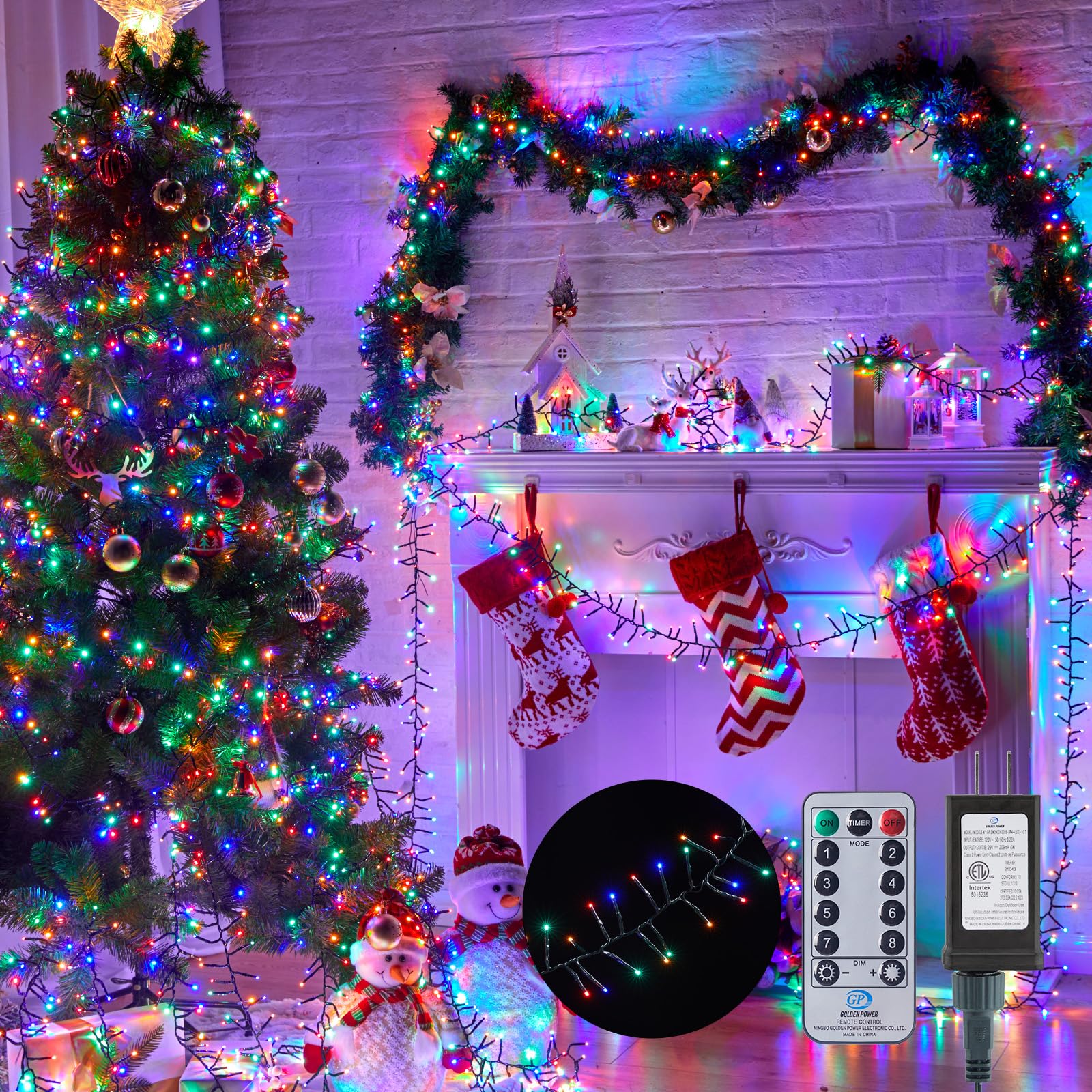 Christmas Tree Lights Outdoor Cluster Lights - 1000 Led 50 Ft Christmas Firecrackers String Lights, 8 Modes Timer Remote Waterpr