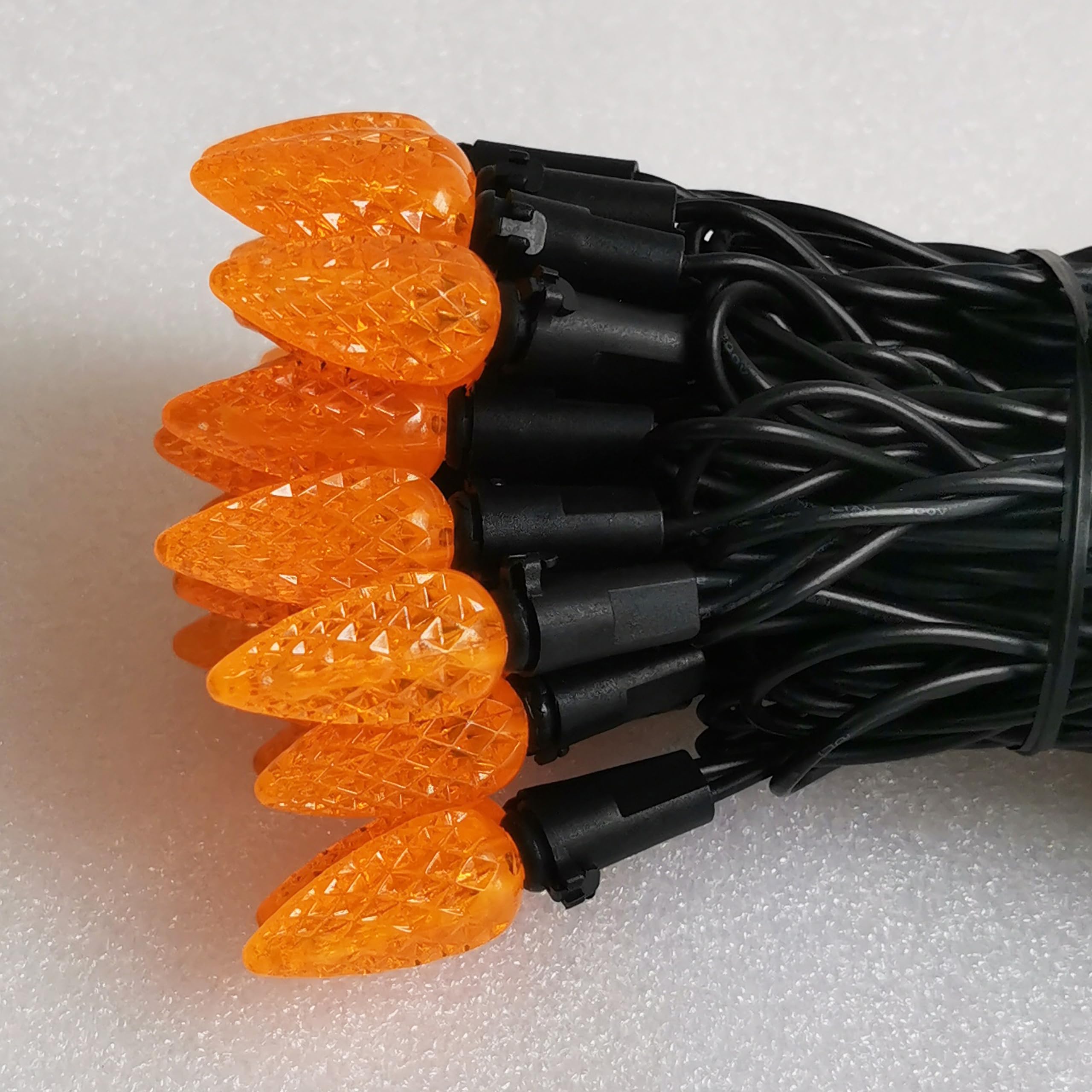 MXTCLM Orange C6 Halloween String Lights 50LED Strawberry 18ft Waterproof Black Wire Lights for Outdoor Indoor Garden Yard Home 
